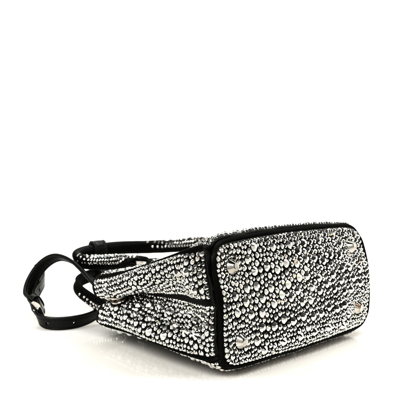 Satin Crystal Mini Galleria Double Zip Tote Metal