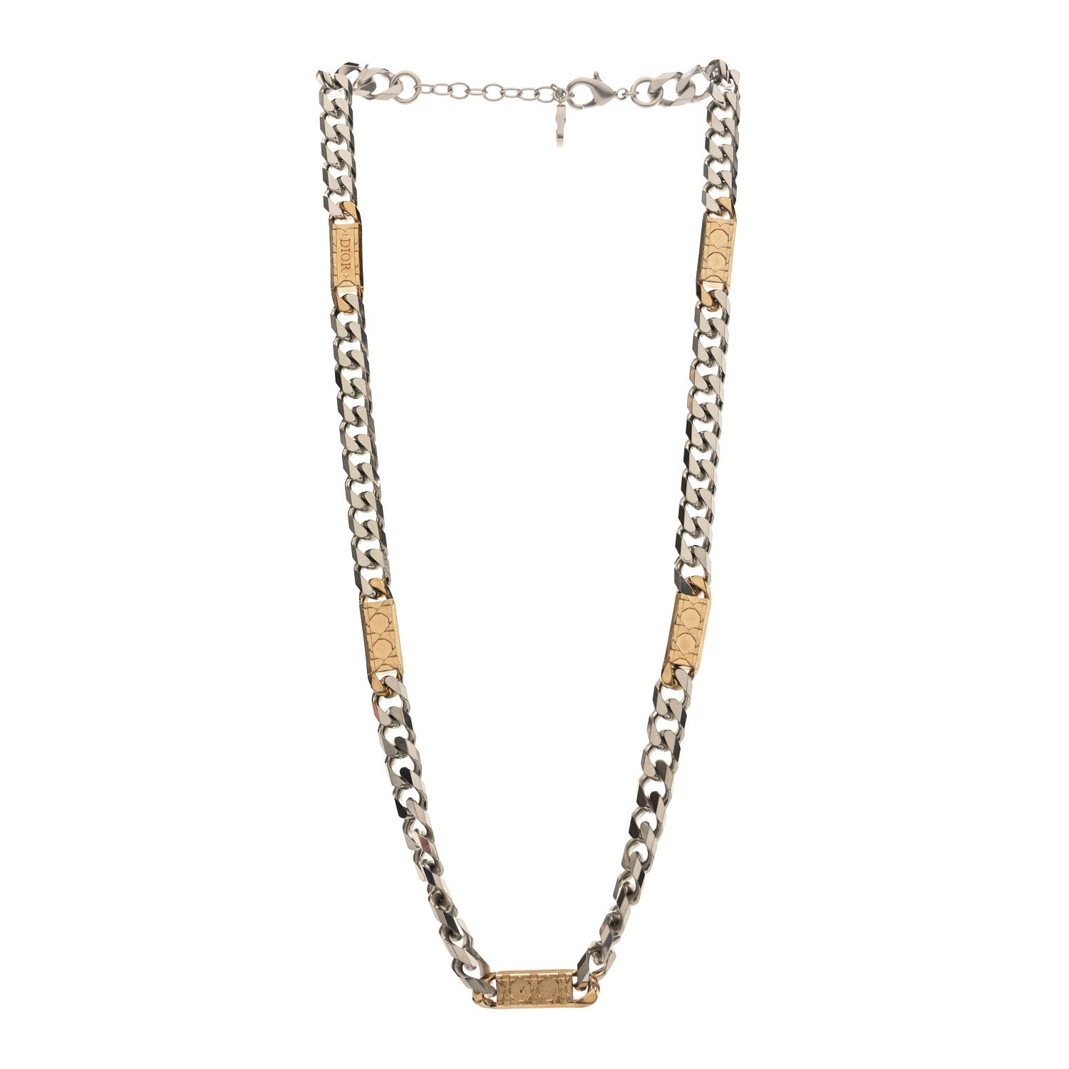 Metal Cannage Chain Link Necklace Gold Silver