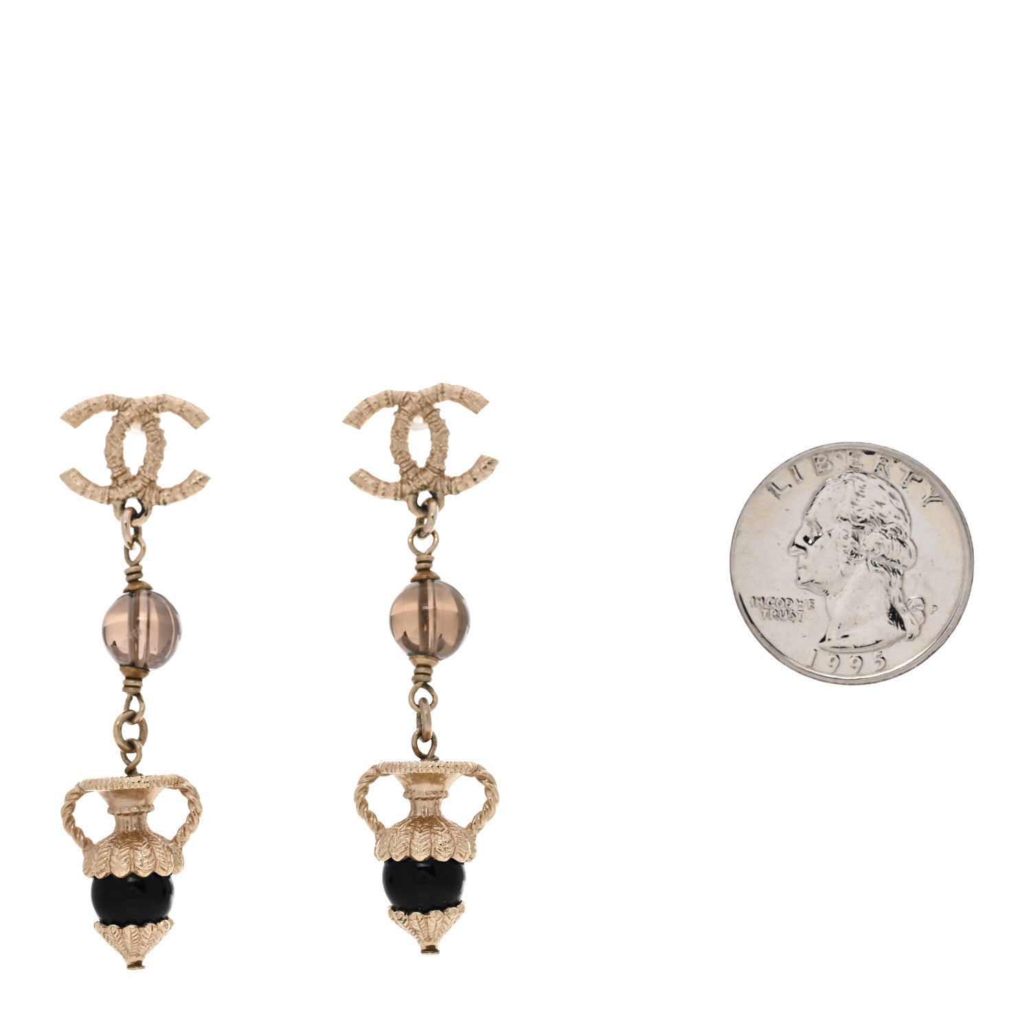 Metal Gripoix CC Drop Earrings Gold