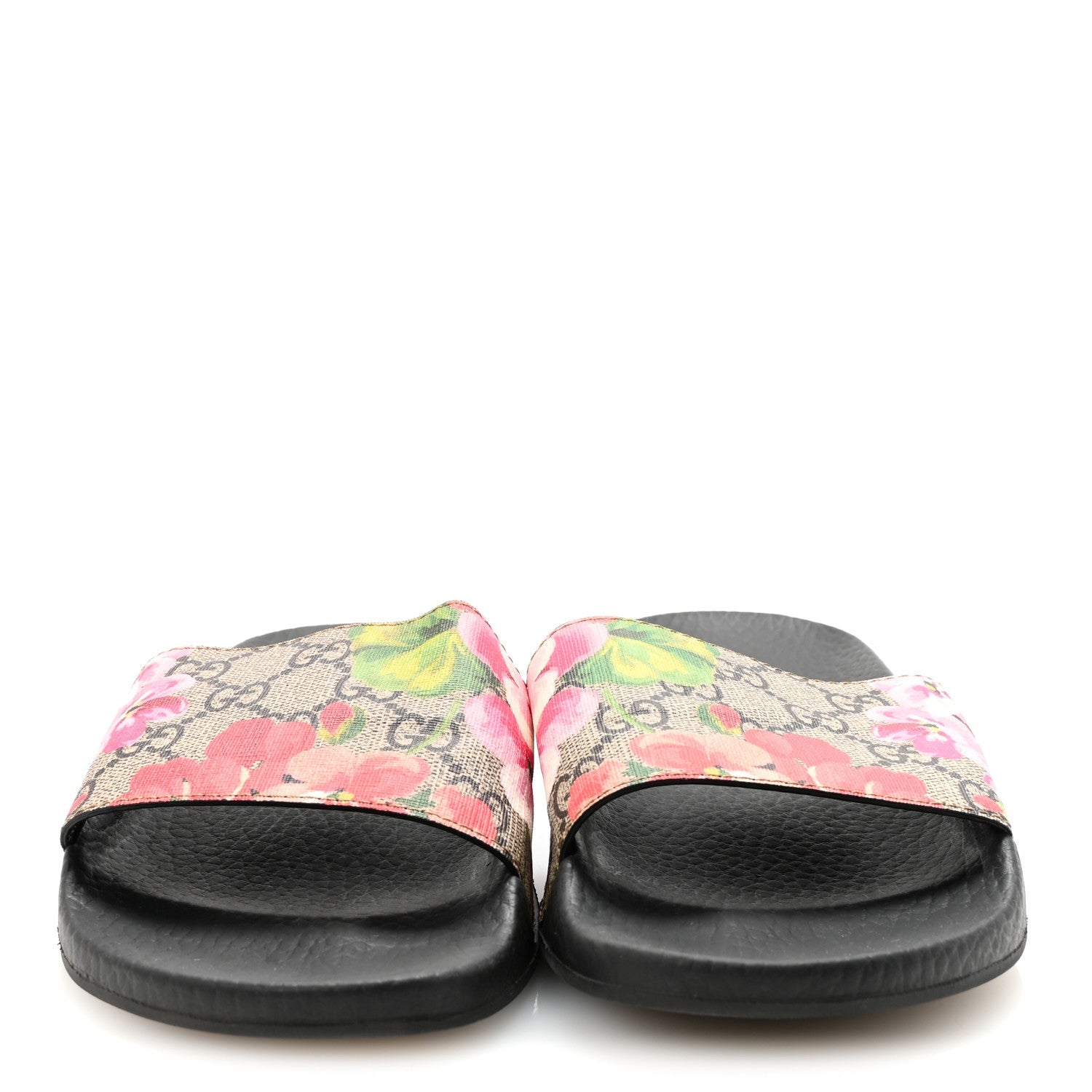 GG Supreme Monogram Blooms Slide Sandals 36 Beige Multicolor