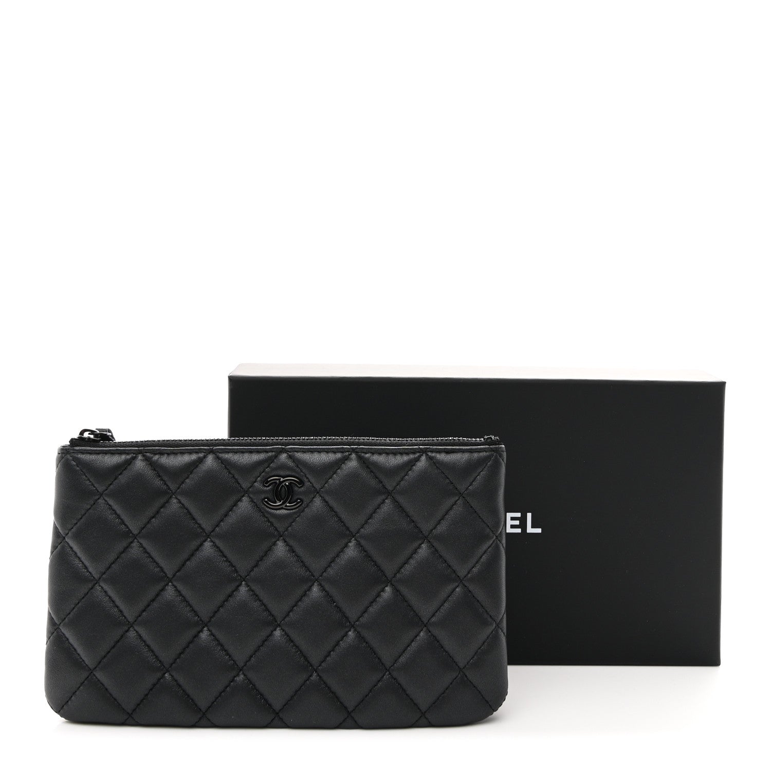 Pearly Lambskin Quilted Cosmetic Case So Black