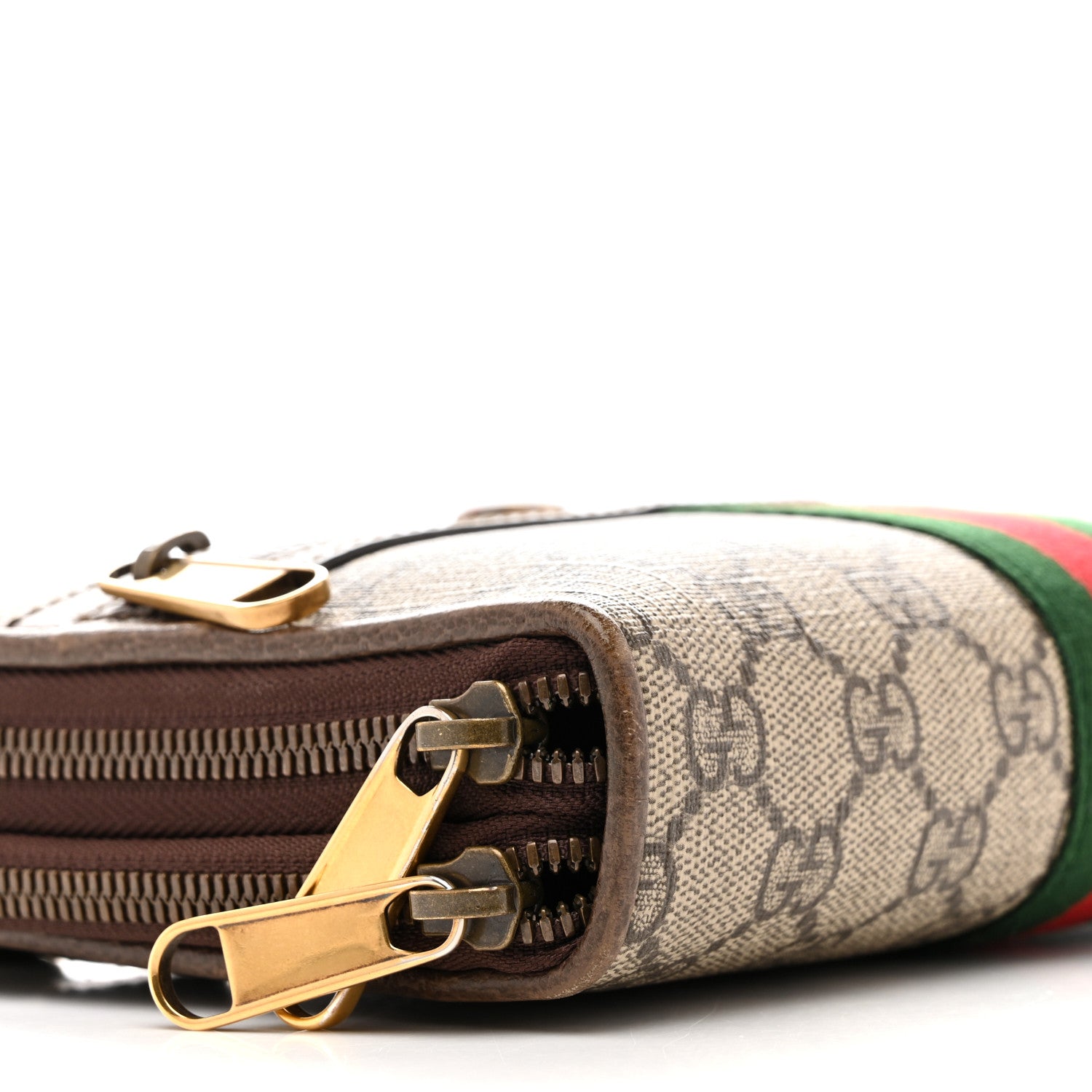 GG Supreme Monogram Web Ophidia Double Zip Shoulder Bag Beige New Acero
