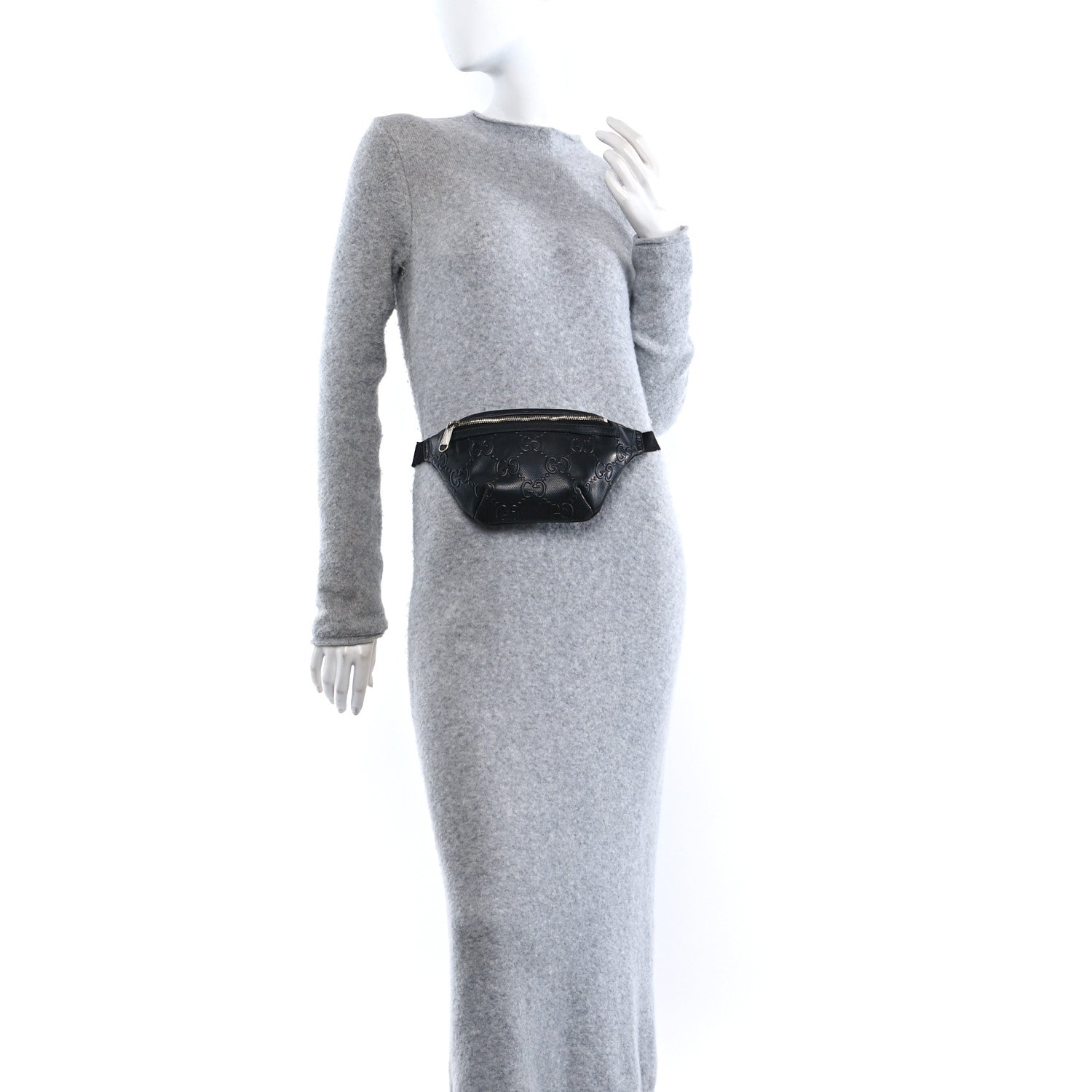 Calfskin GG Tennis Embossed Belt Bag Black