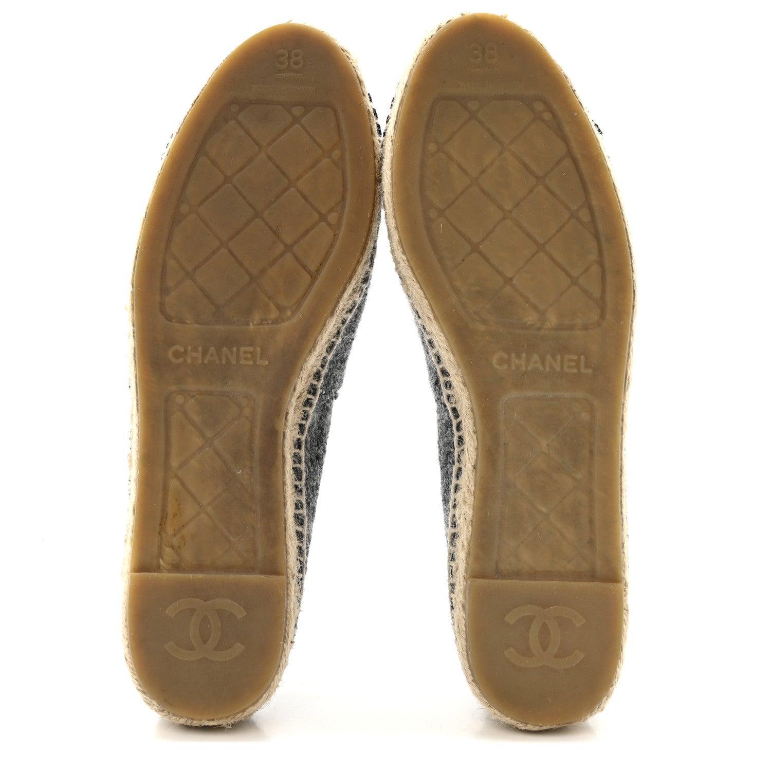 Tweed Velvet CC Espadrilles 38 Grey Black