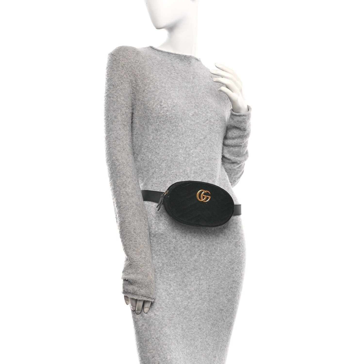 Velvet Matelasse GG Marmont Belt Bag 85 34 Black