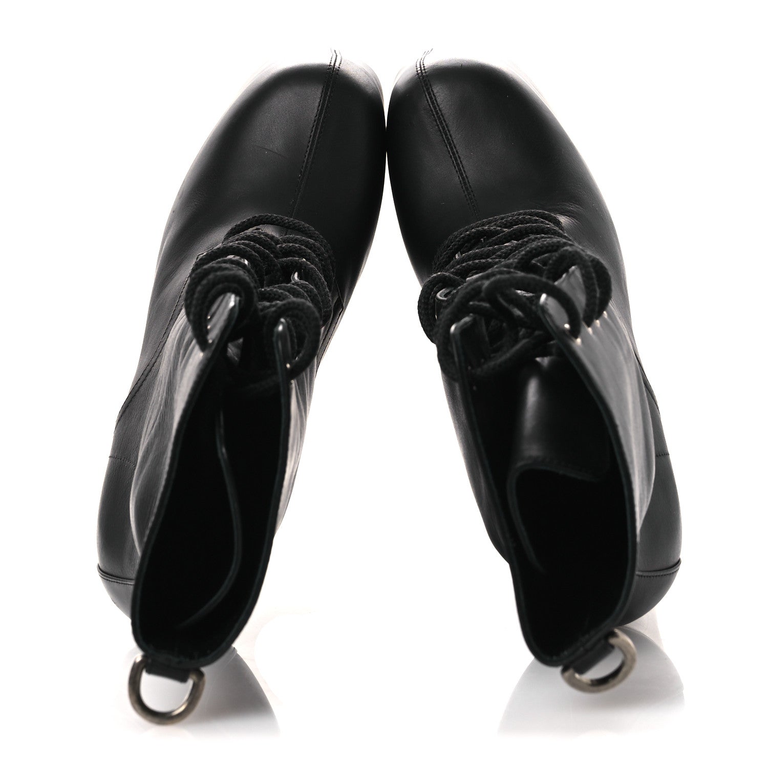Calfskin Mina Lace Up Platform Boots 40 Black