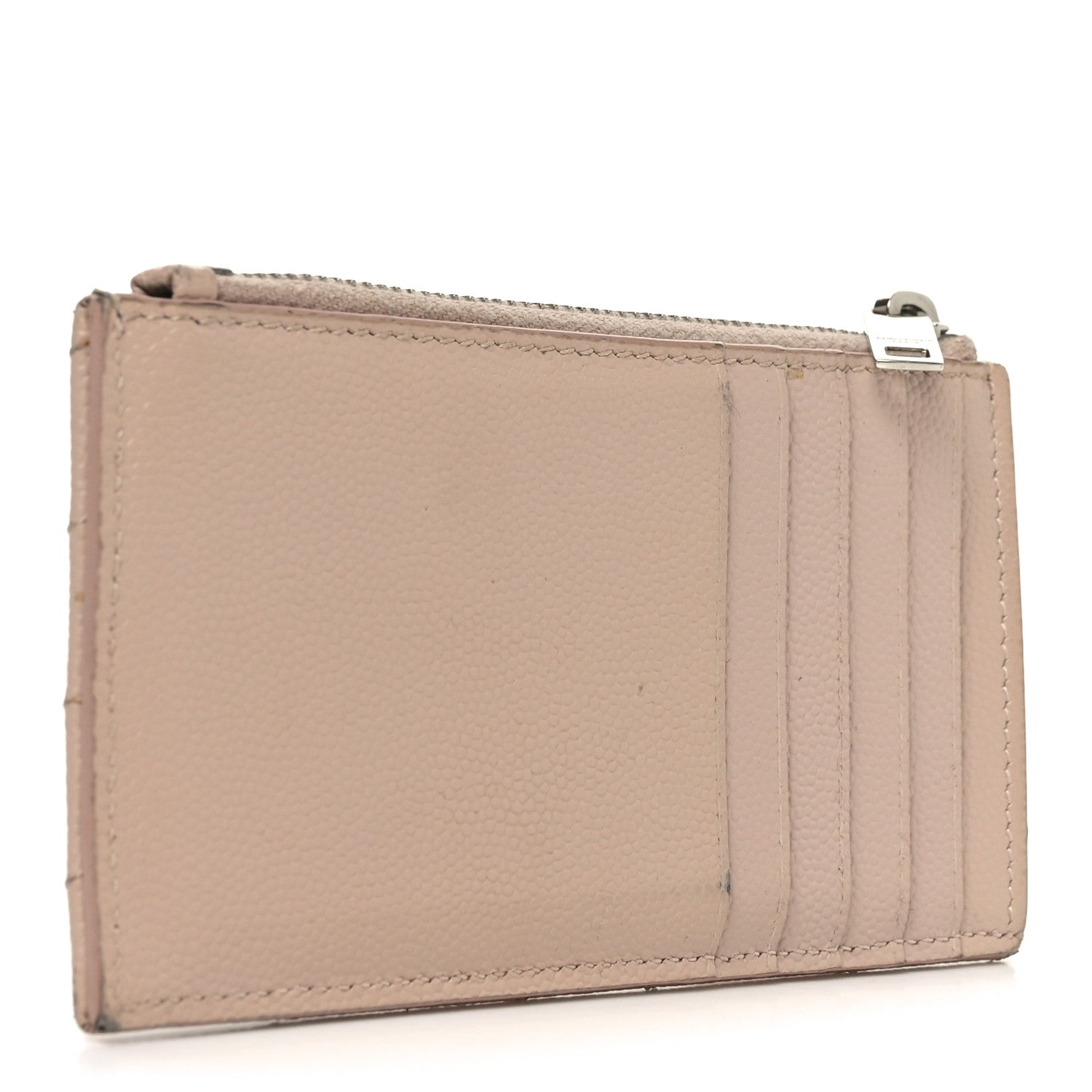 Grain De Poudre Matelasse Chevron Monogram Fragments Zippered Card Case Marble Pink