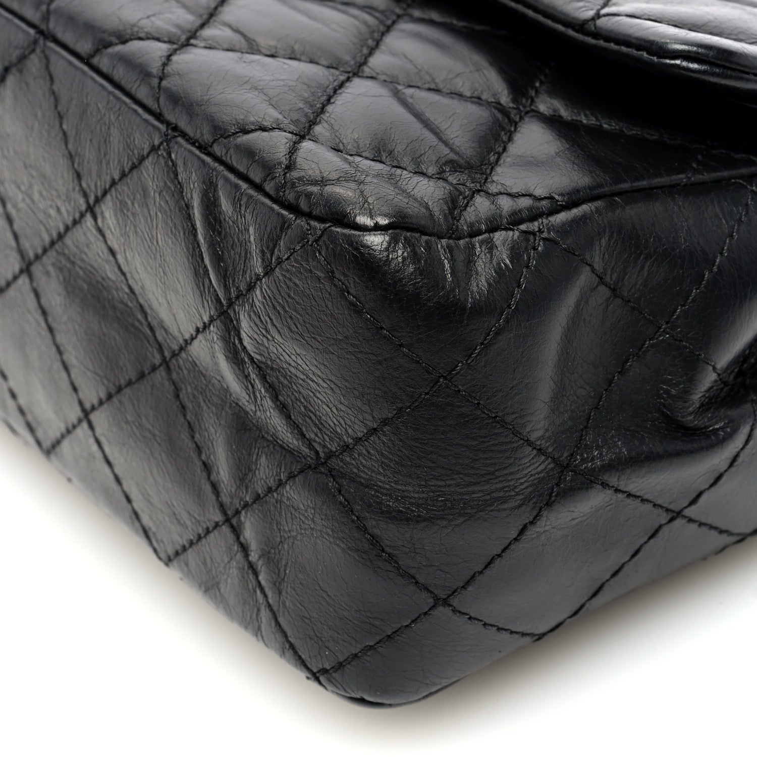 Aged Calfskin Quilted 2.55 Reissue 227 Flap Black