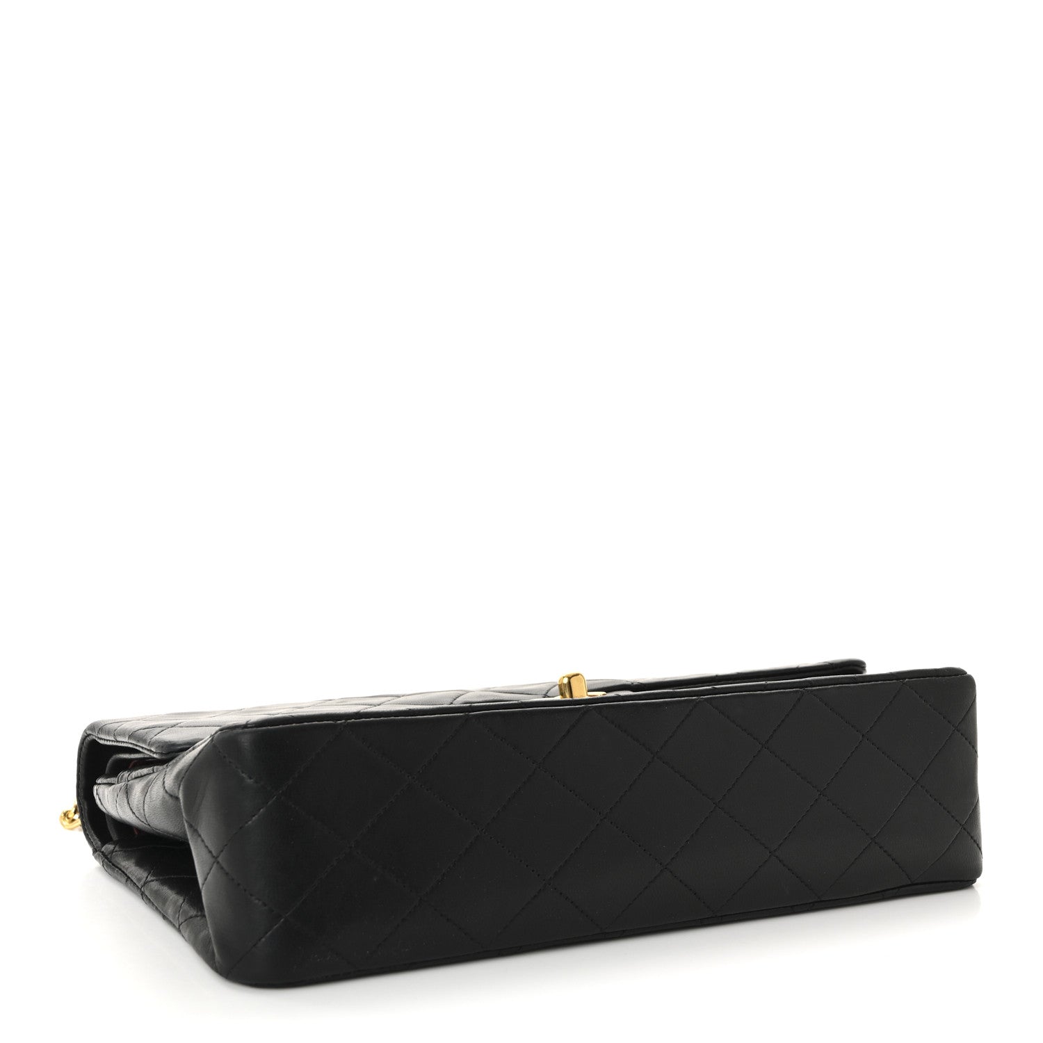 Lambskin Quilted Medium Double Flap Black