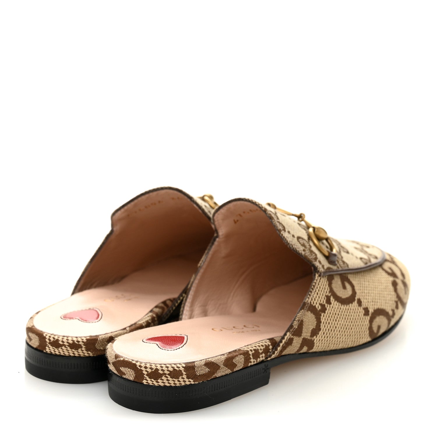 Monogram Jumbo GG Malaga Kid Womens Princetown Slippers 35 Camel Ebony New Acero Beige