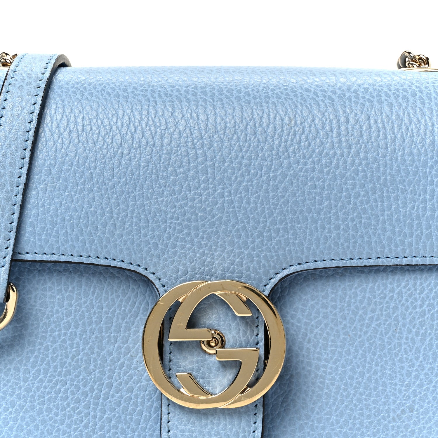 Dollar Calfskin Small Interlocking G Shoulder Bag Mineral Blue