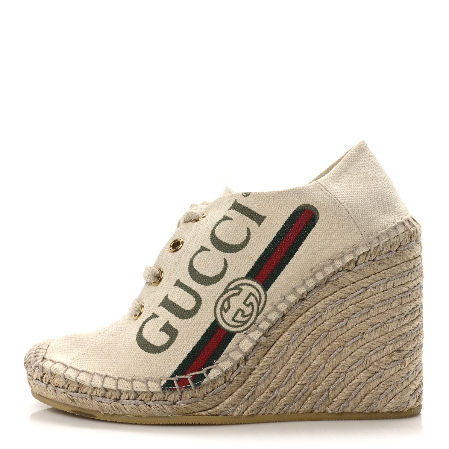 Canvas Logo Espadrille Wedge Sneakers 35 White