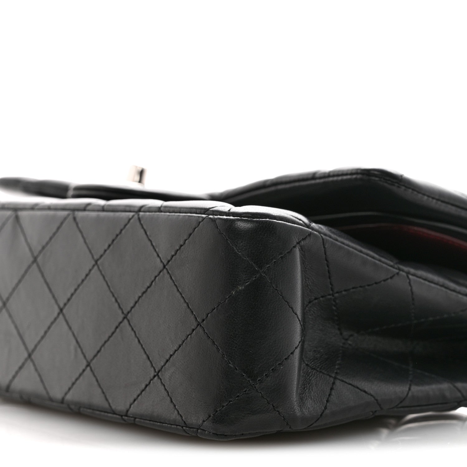 Lambskin Quilted Medium Double Flap Black