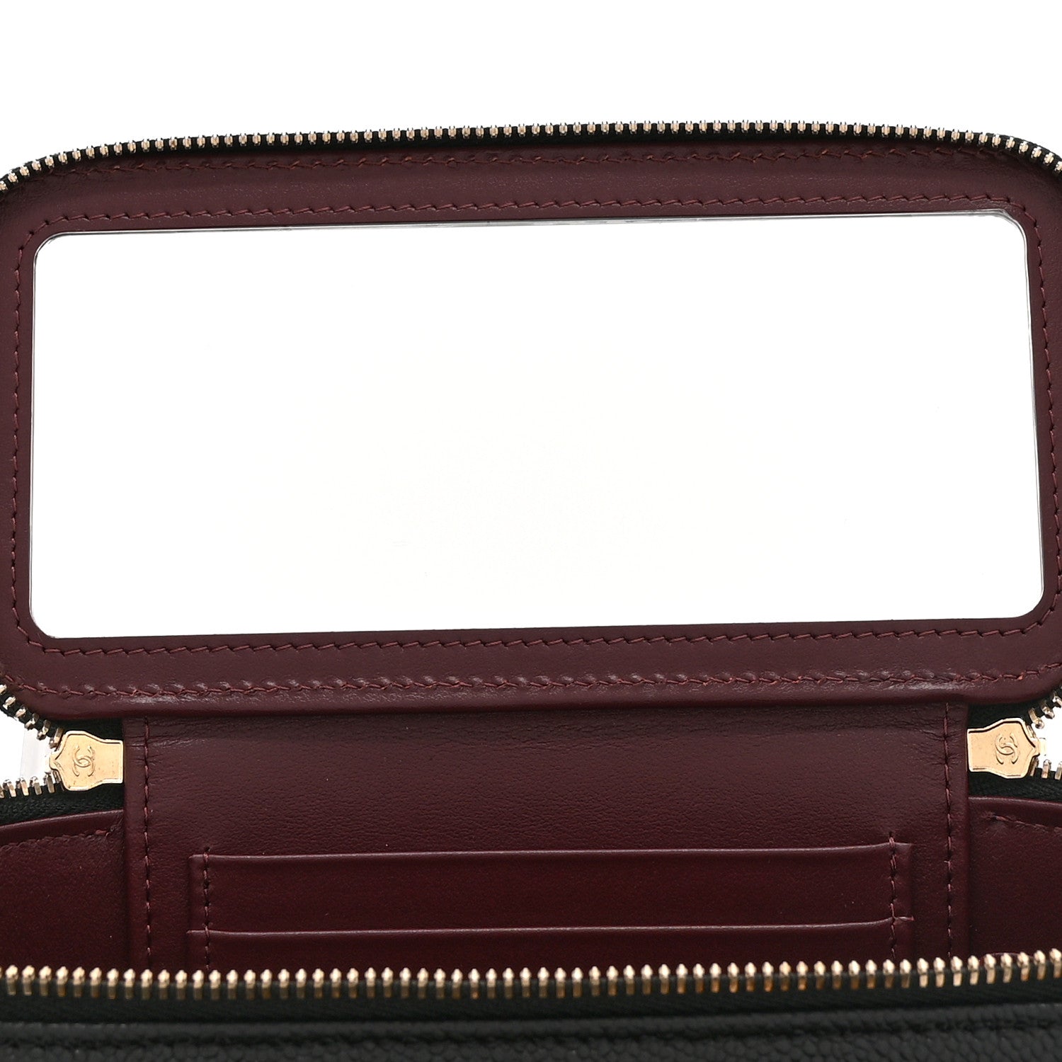 Caviar Quilted Top Handle Pocket Vanity Case Black
