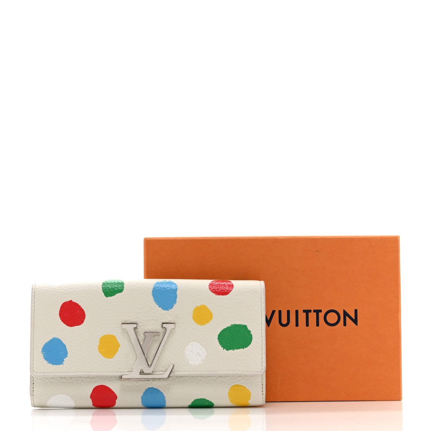 LV X YK Taurillon Dots Capucines Wallet White