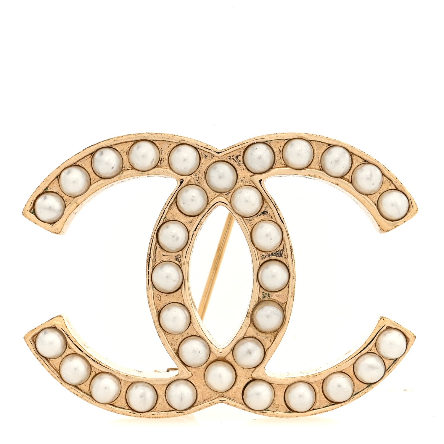 Pearl CC Brooch Gold