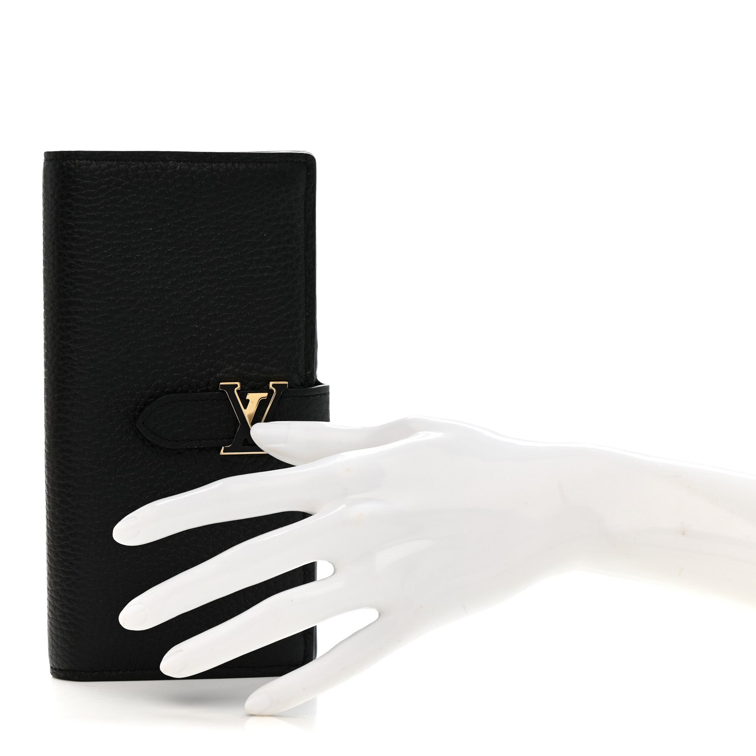 Taurillon LV Vertical Capucines Wallet Black Arizona