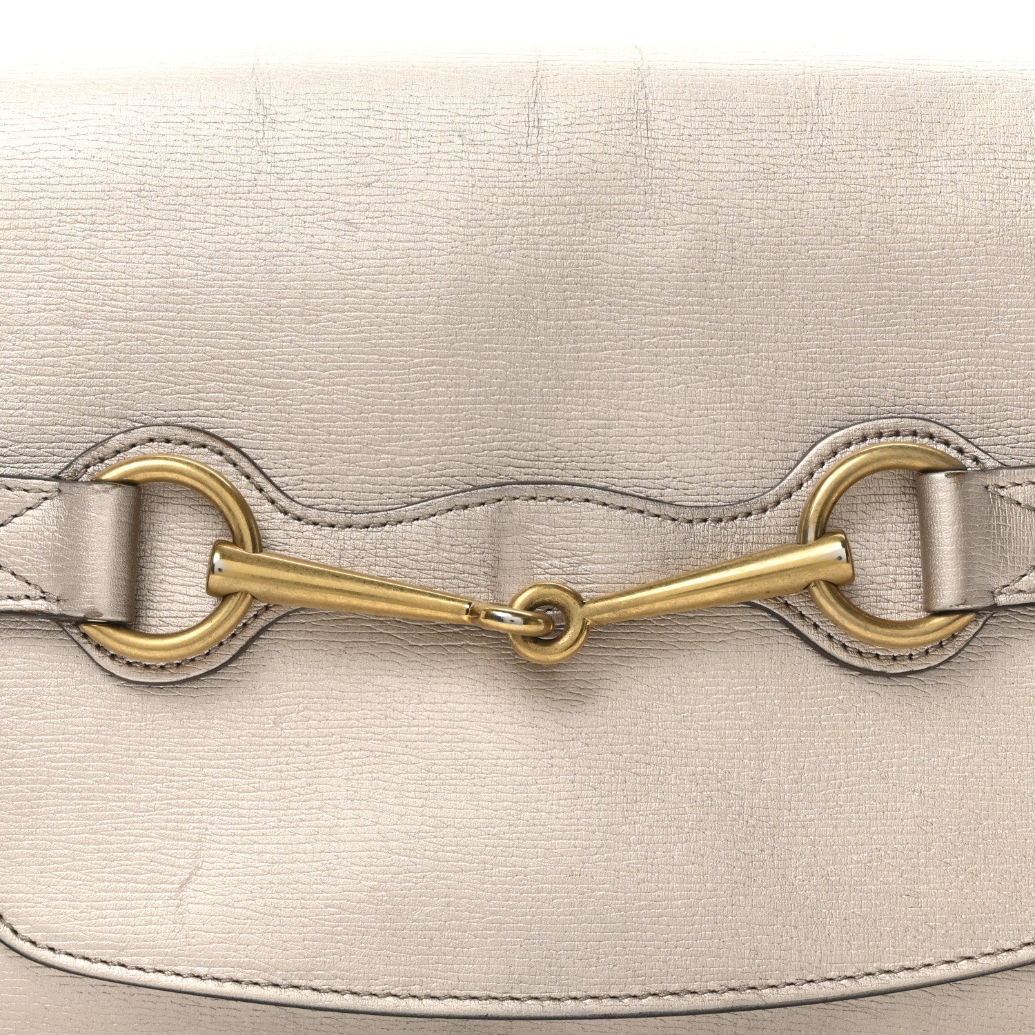 Textured Metallic Calfskin Bright Bit Flap Bag Silver