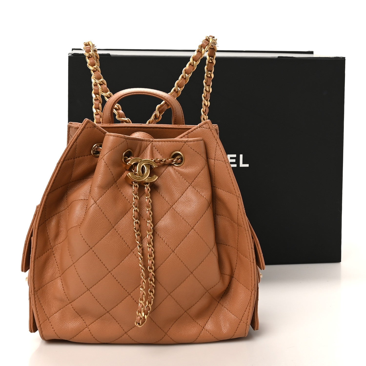 Caviar Quilted Medium Chanel 25 Backpack Brown