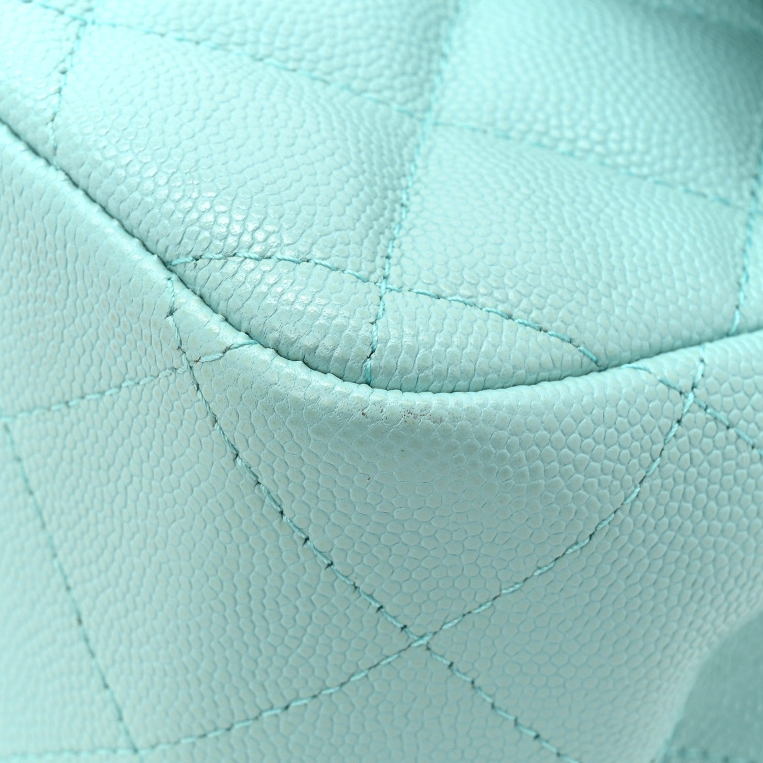Caviar Quilted Jumbo Double Flap Light Blue