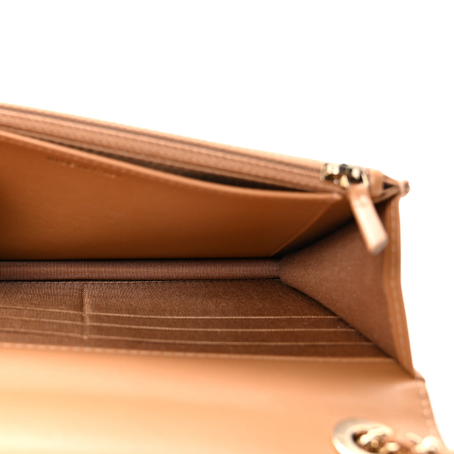 Lambskin Quilted Trendy CC Wallet On Chain WOC Camel