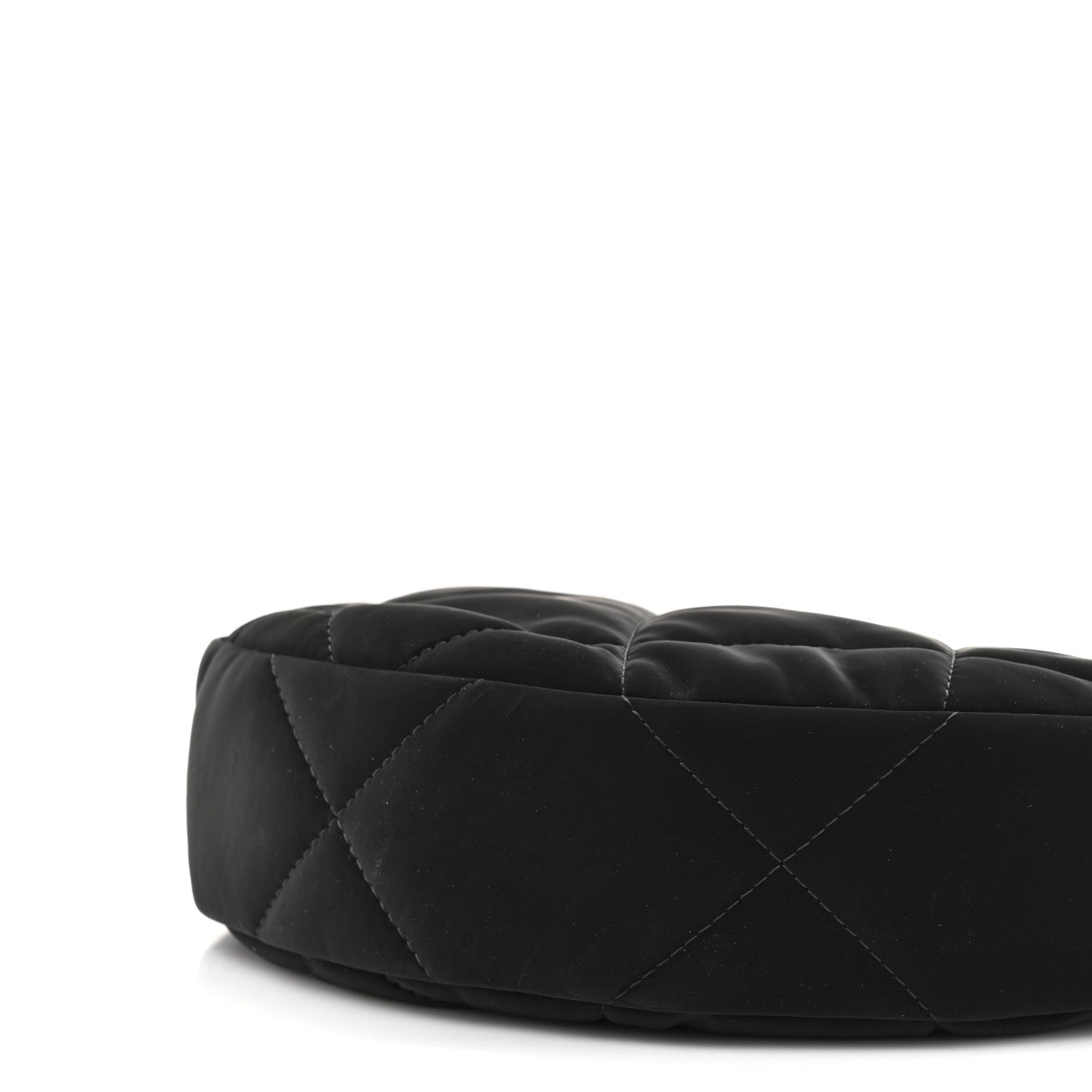 Velvet Effect Nylon Shiny Crumpled Calfskin Coco Neige Quilted Clutch With Chain Black