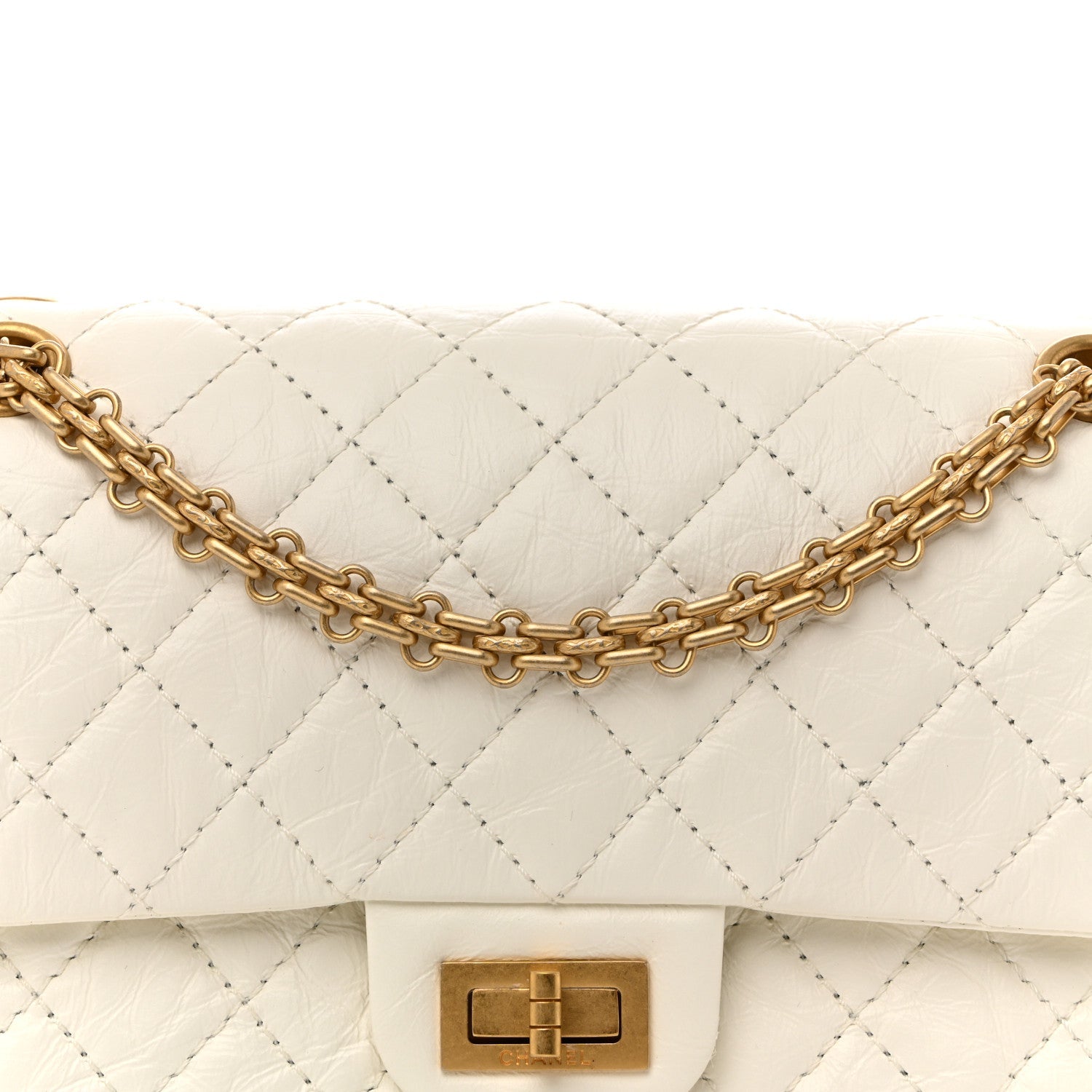 Aged Calfskin Quilted 2.55 Reissue 225 Flap White