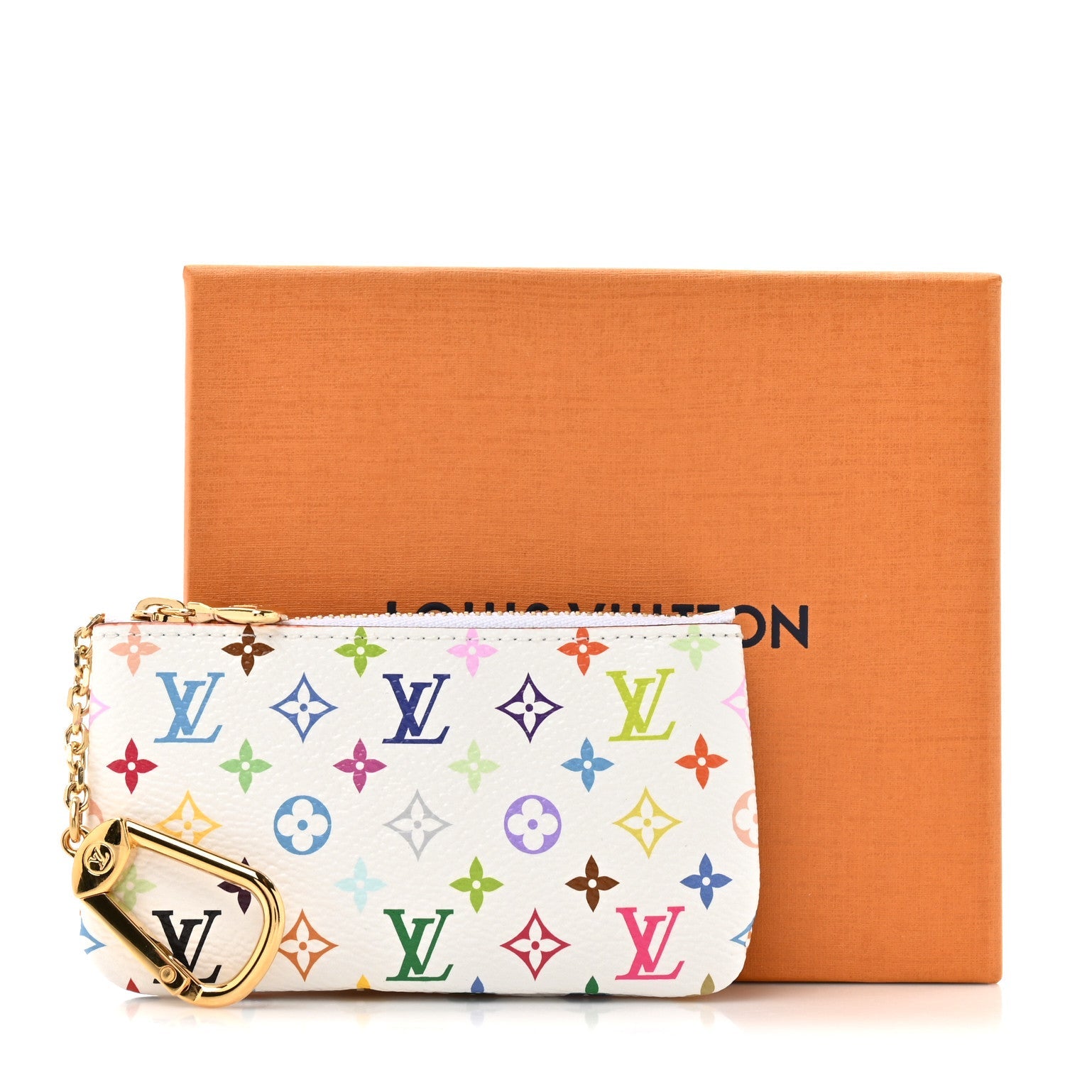 LV X TM Monogram Multicolor Key Pouch White