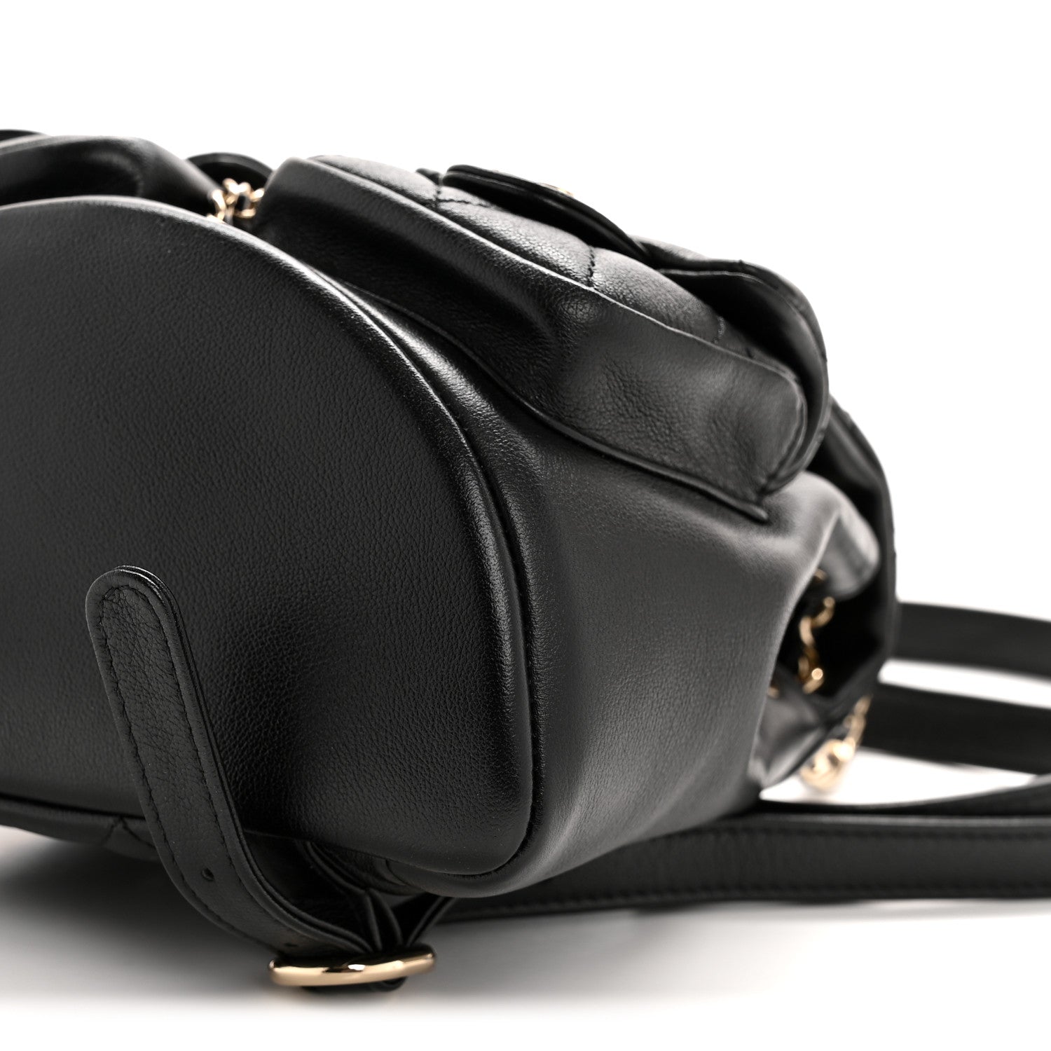 Calfskin Quilted Mini Duma Pockets Drawstring Backpack Black