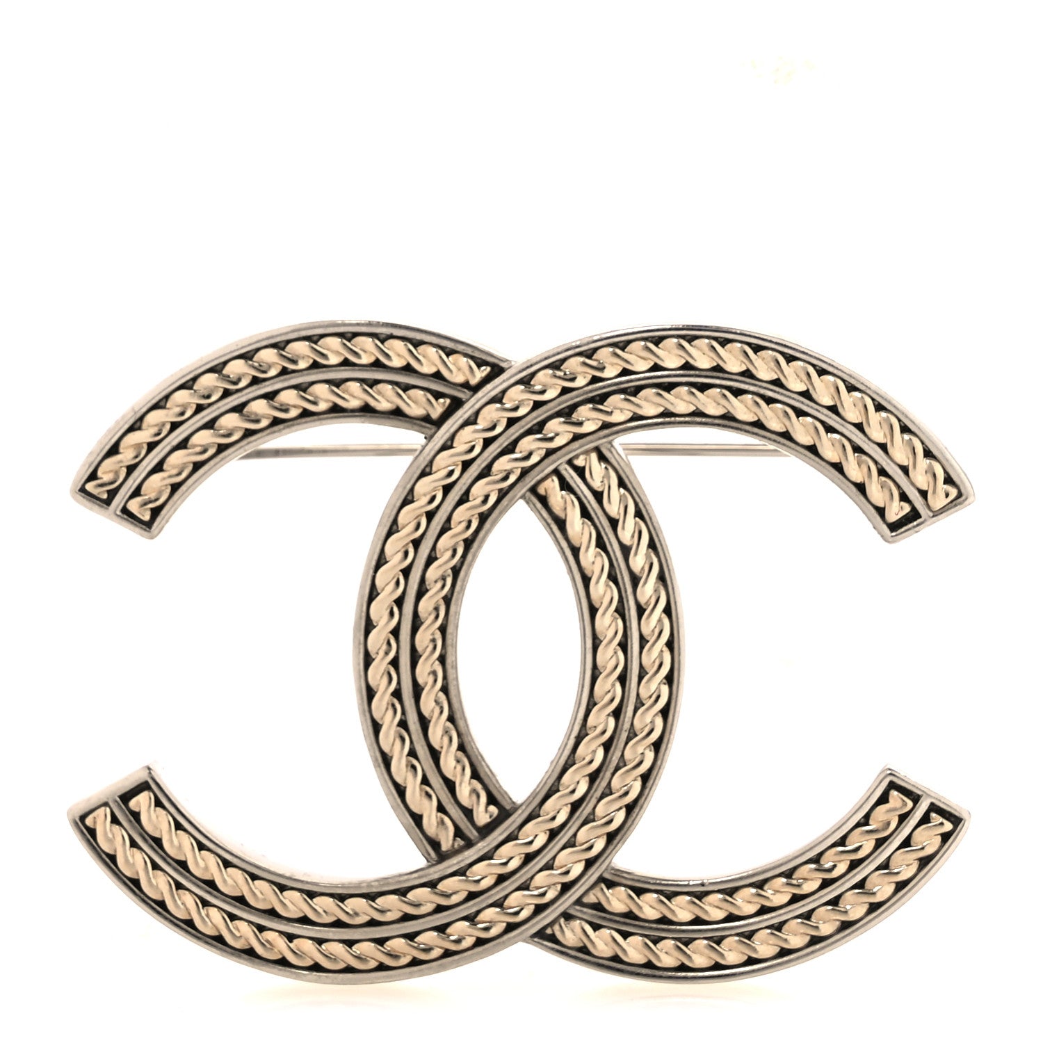 Twisted CC Brooch Silver Gold