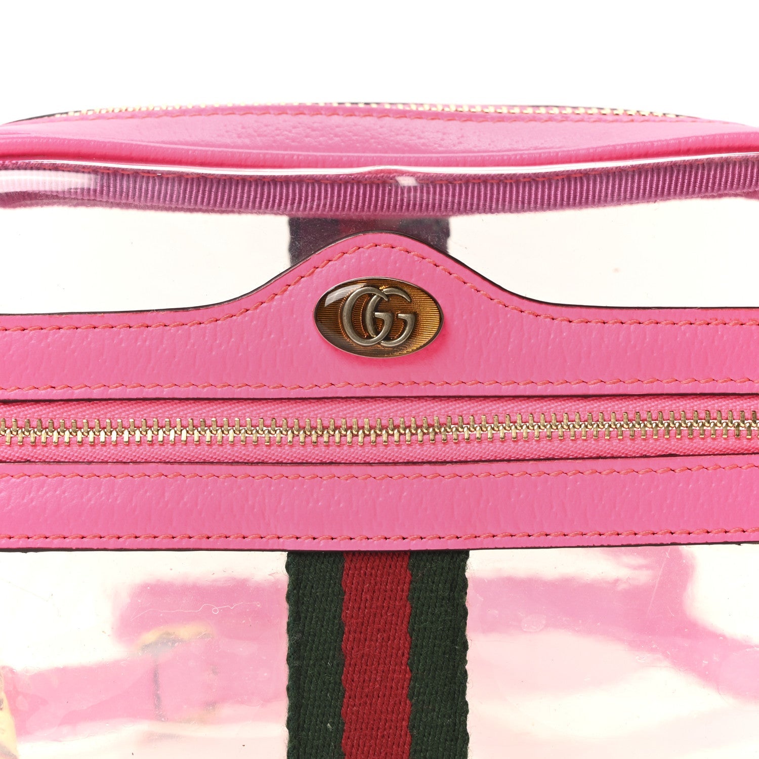 Vinyl Web Mini Ophidia Transparent Shoulder Bag Fluorescent Fuchsia