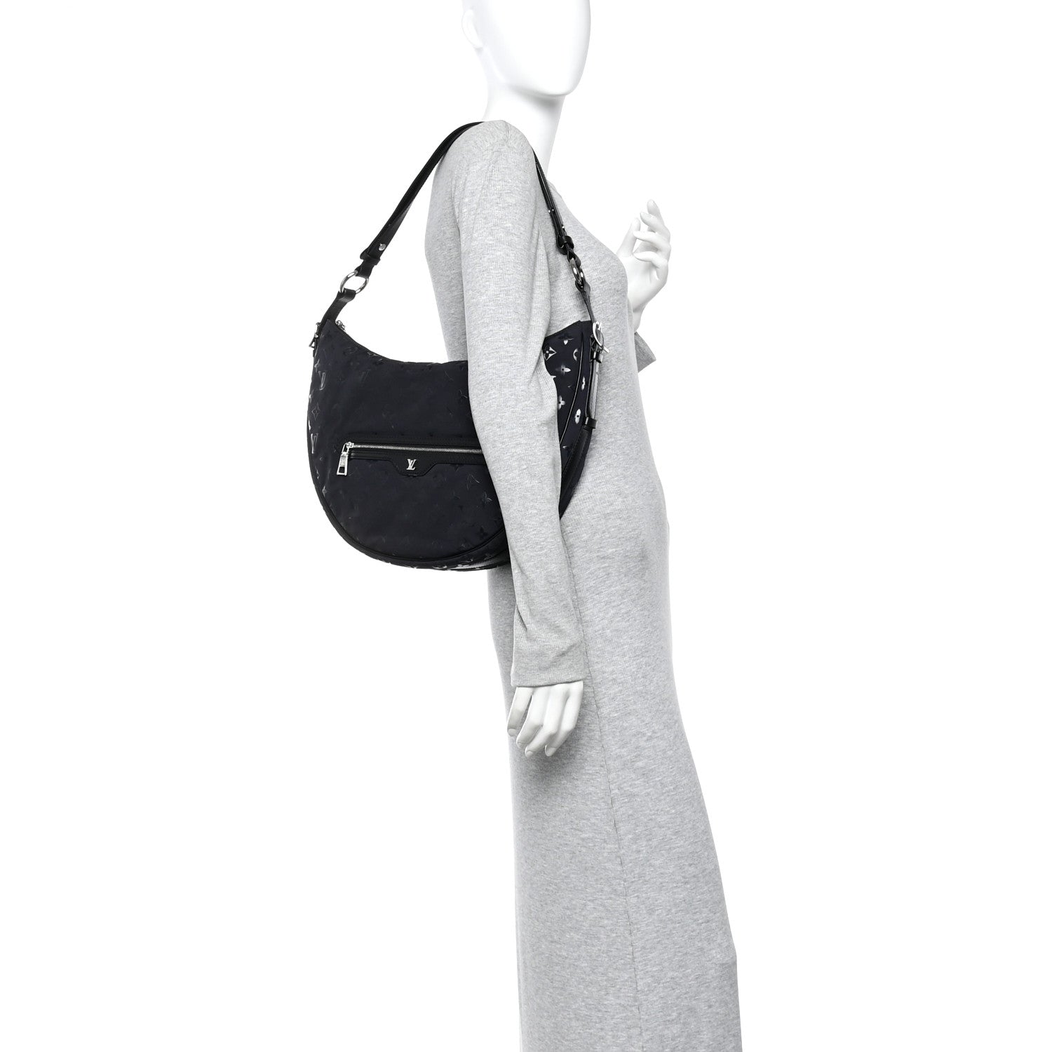 Nylon Monogram Loop Pocket Hobo Polar Night