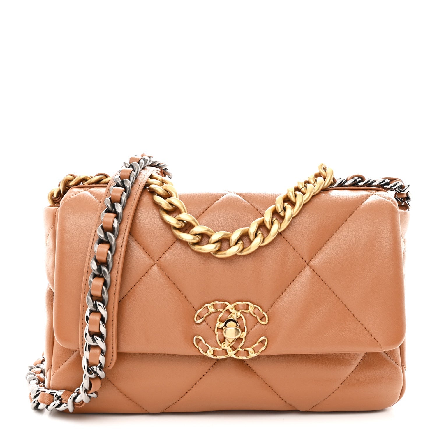 Lambskin Quilted Medium Chanel 19 Flap Brown