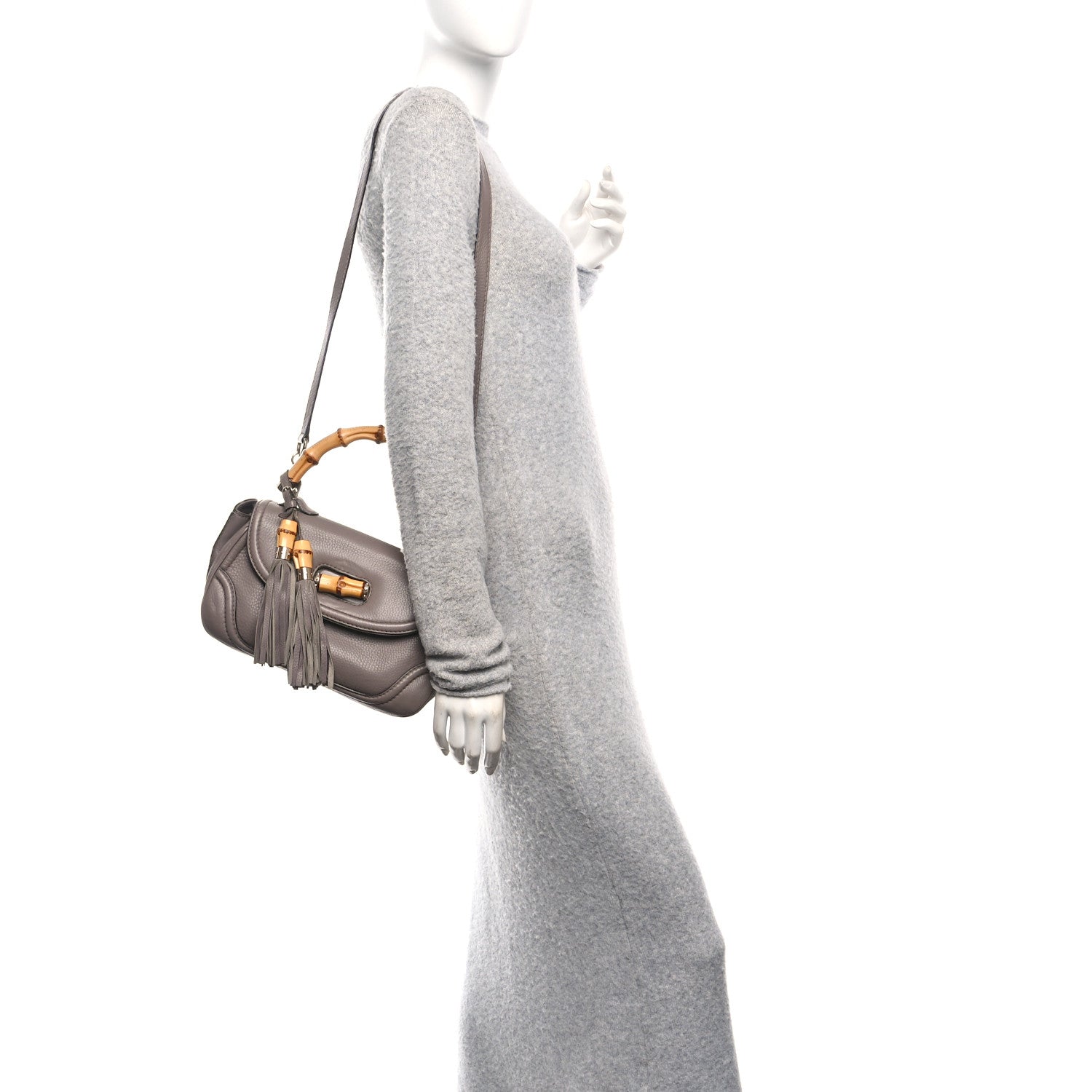 Calfskin Medium New Bamboo Top Handle Bag Mauve