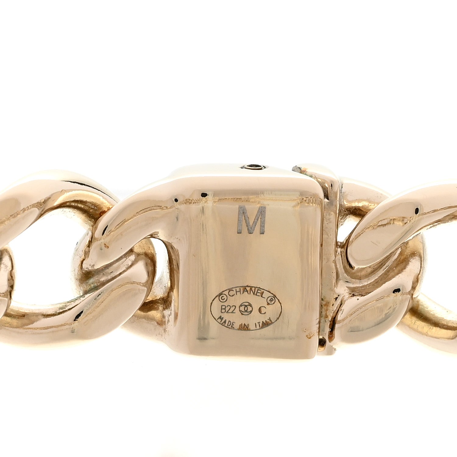 Metal CC Chain Link Choker Necklace M Gold