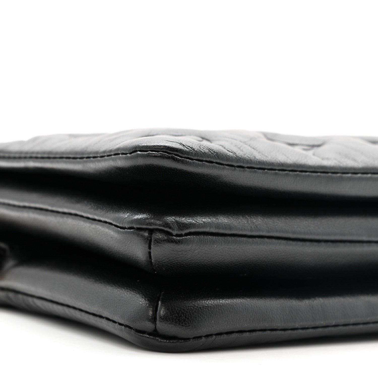 Lambskin Embossed Monogram Pochette Coussin Black