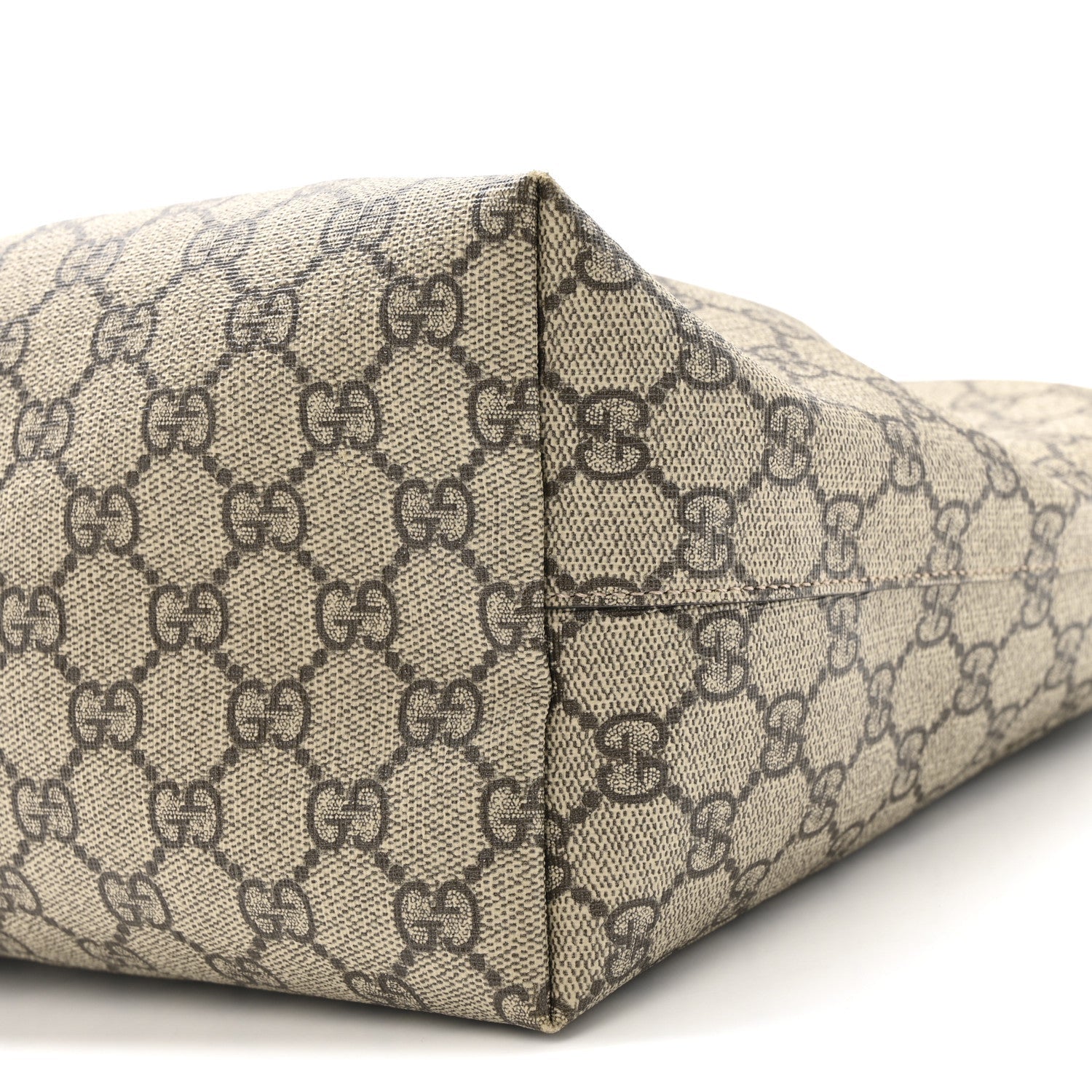 GG Supreme Monogram Textured Calfskin Web Medium Ophidia Shopping Tote Beige Ebony New Acero