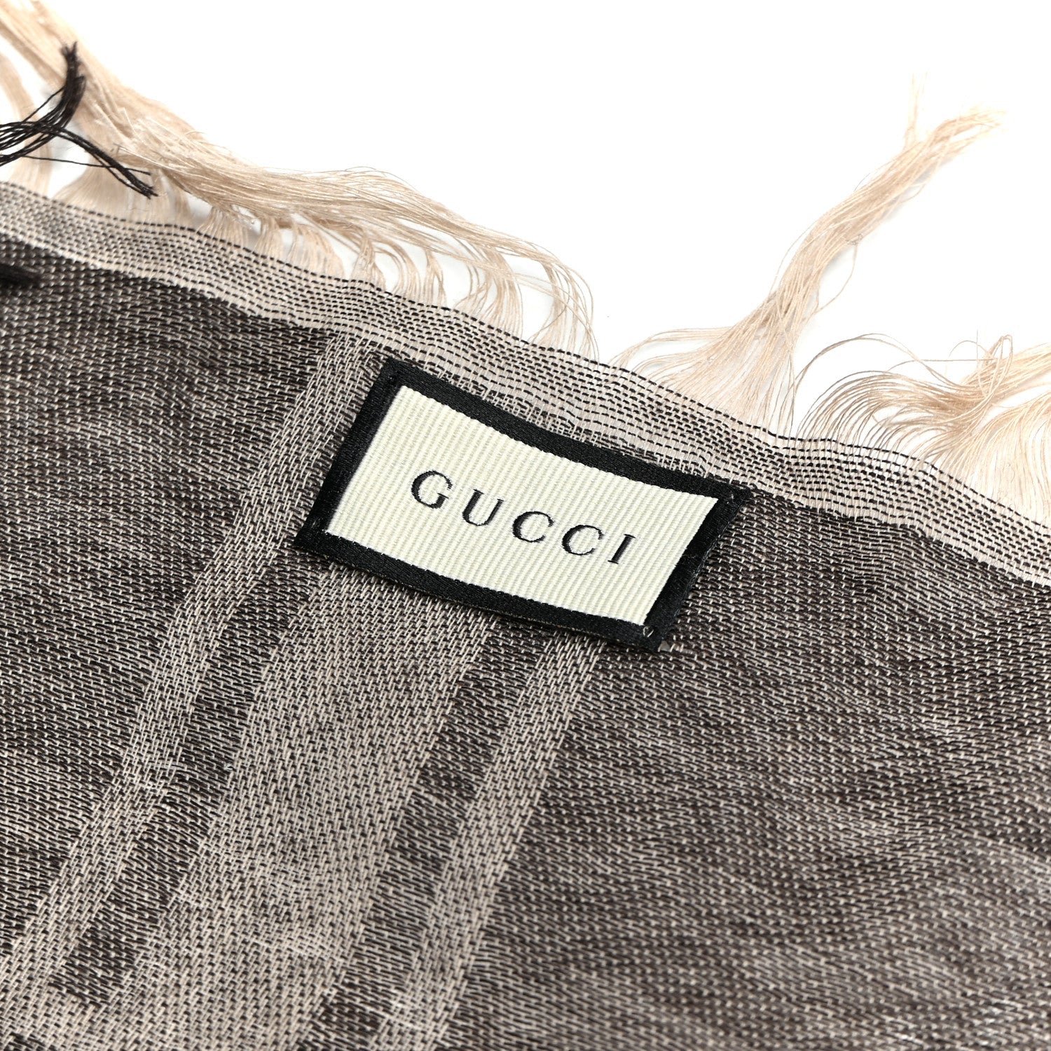 Wool Silk GG Monogram Diamante Plaid Surviee Shawl Beige Dark Brown