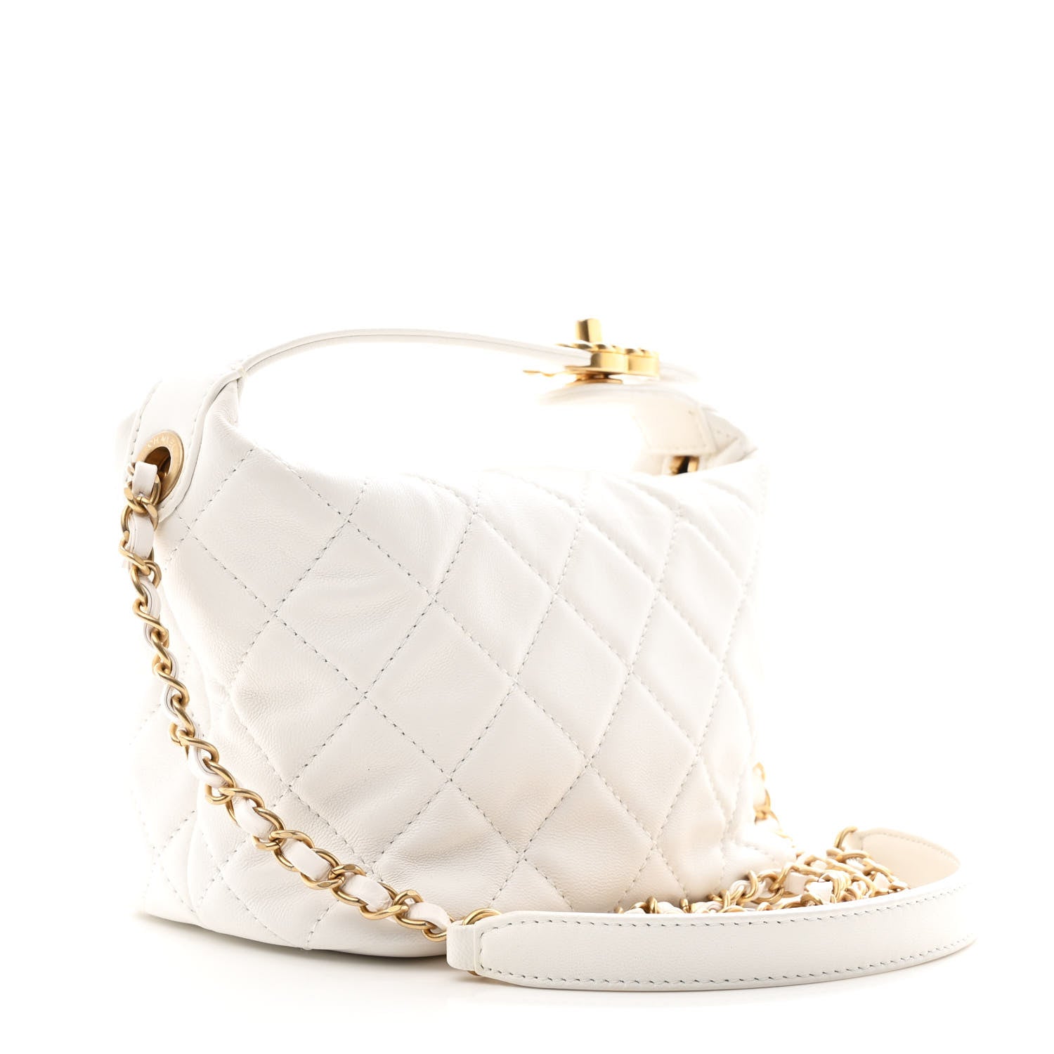 Lambskin Quilted Small Perfect Meeting Hobo White