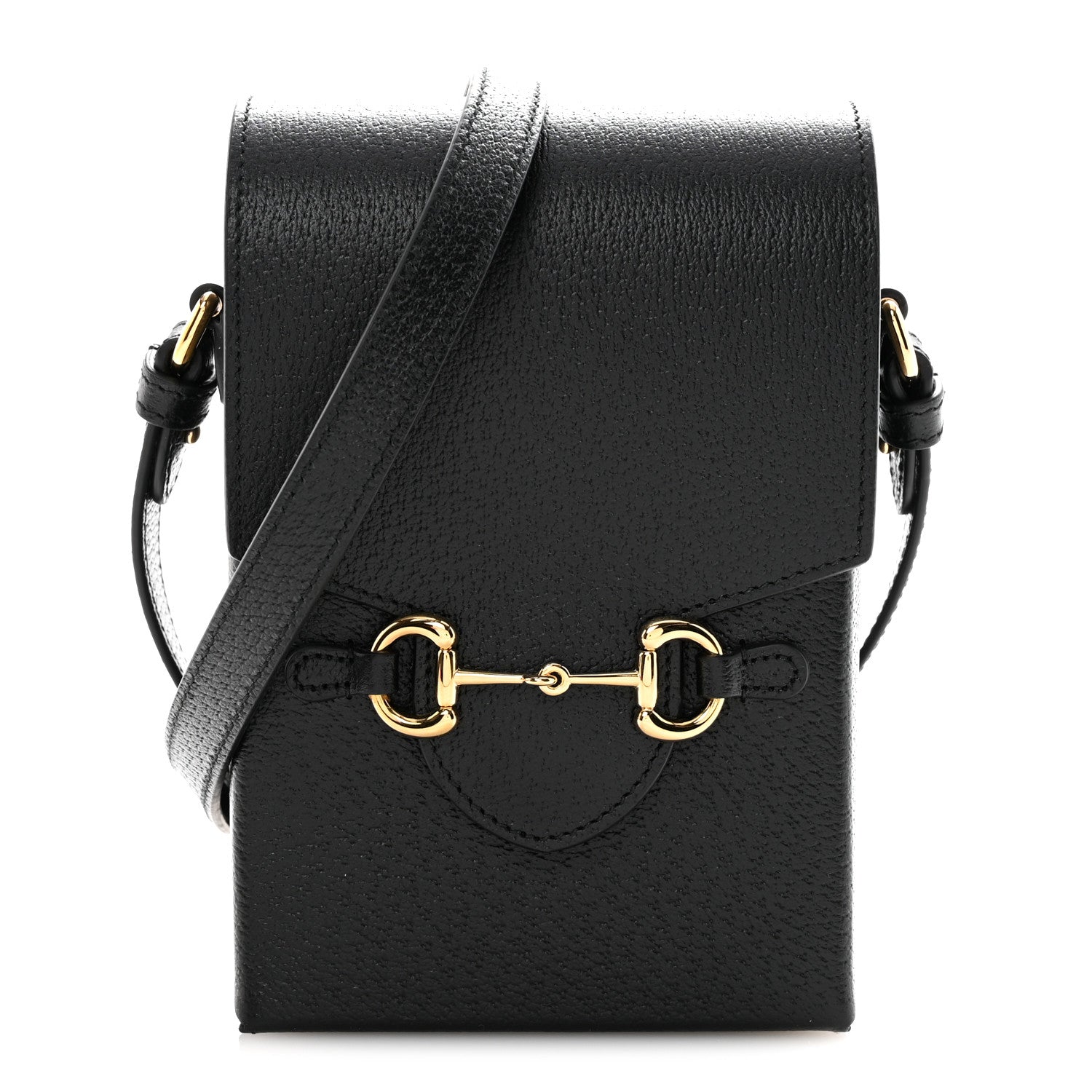 Dollar Calfskin Vertical Horsebit 1955 Crossbody Bag Black