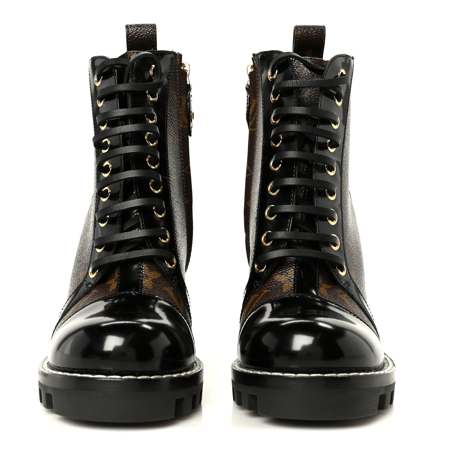 Patent Calfskin Monogram Star Trail Ankle Boots 36.5 Black