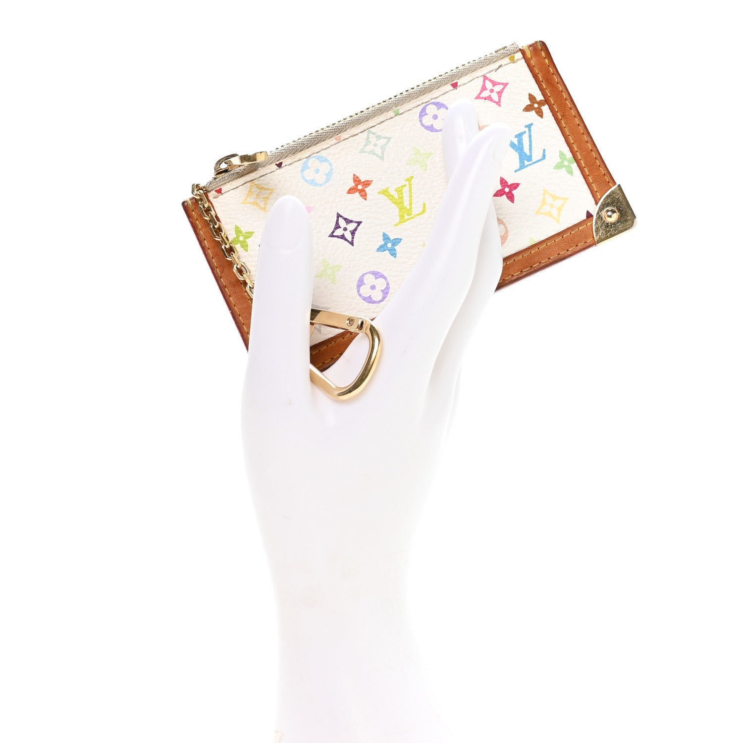Monogram Multicolor Key Pouch White