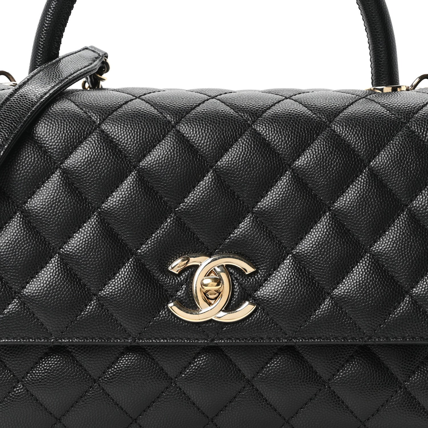 Caviar Quilted Small Coco Handle Flap Black