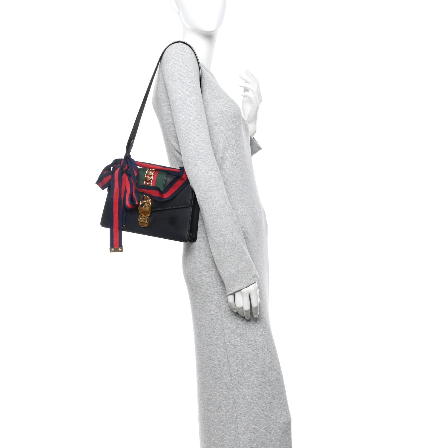 Calfskin Small Sylvie Shoulder Bag Black