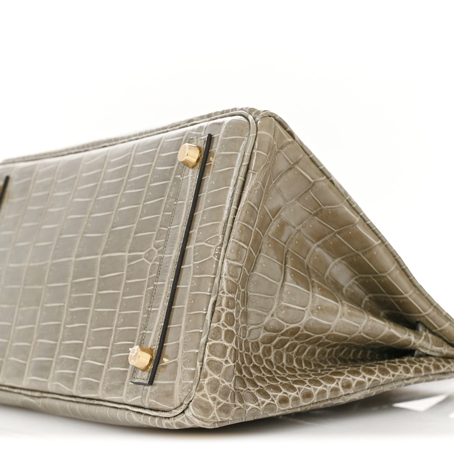 Shiny Porosus Crocodile Birkin 30 Gris Tourterelle