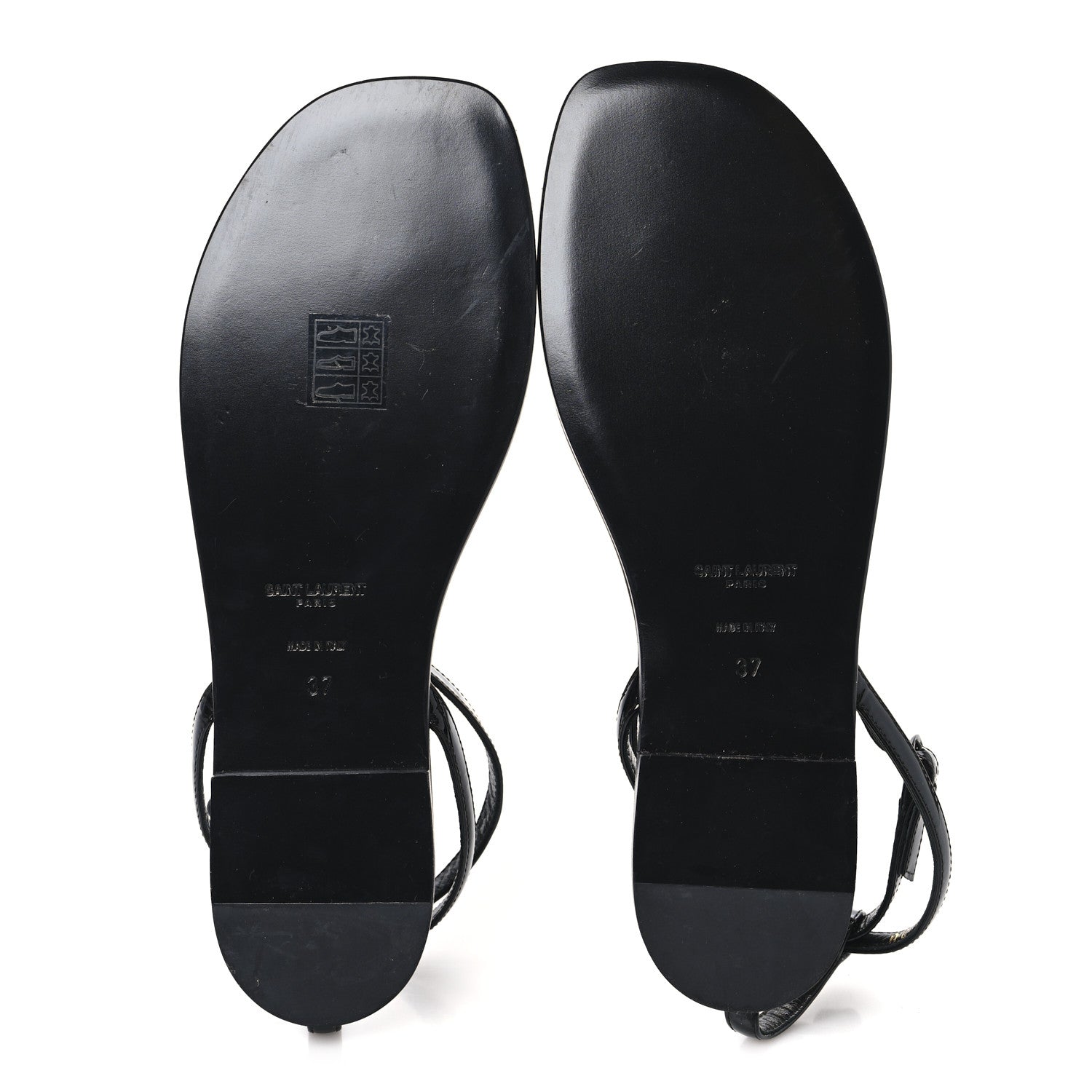 Patent Calfskin Nu Pieds 05 Sandals 37 Black