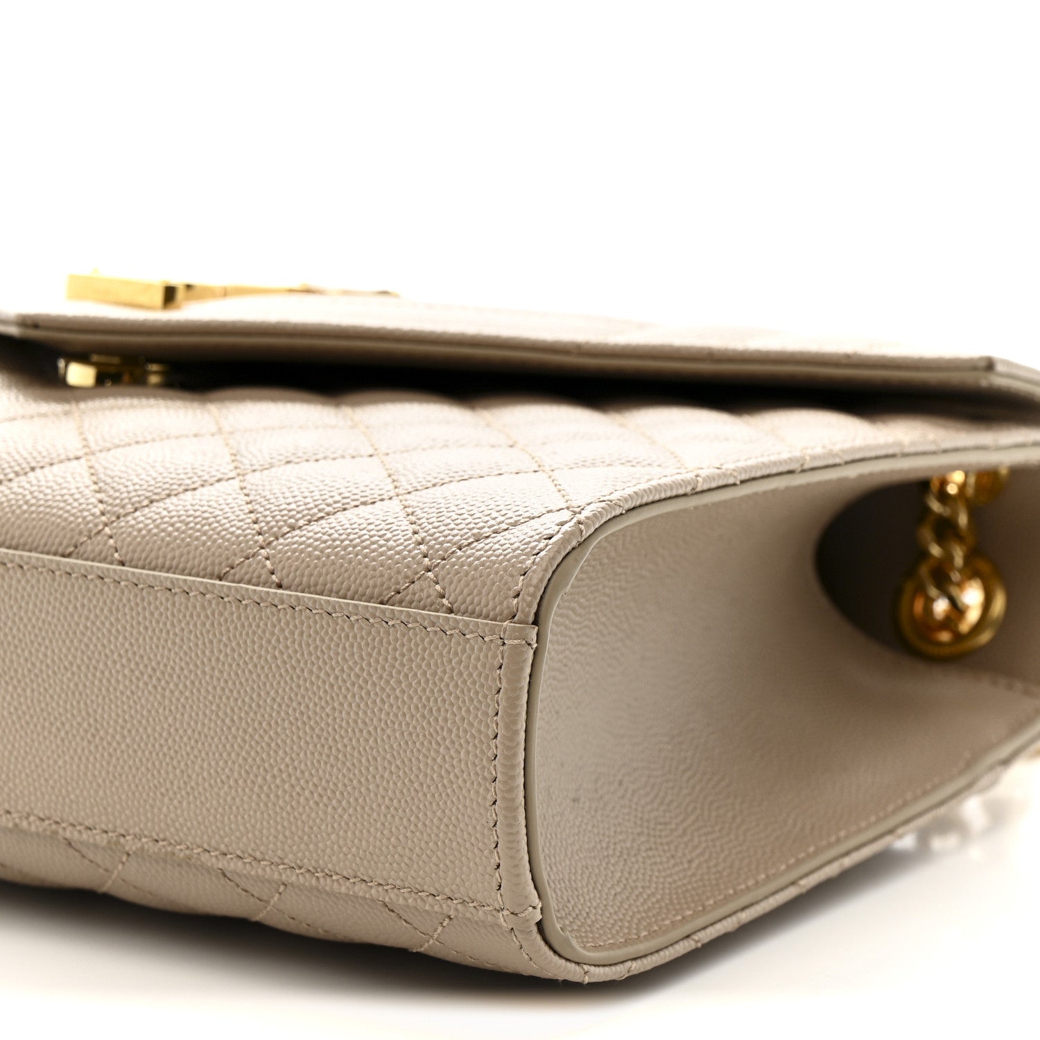 Grain De Poudre Textured Mixed Matelasse Medium Triquilt Monogram Satchel Dark Beige