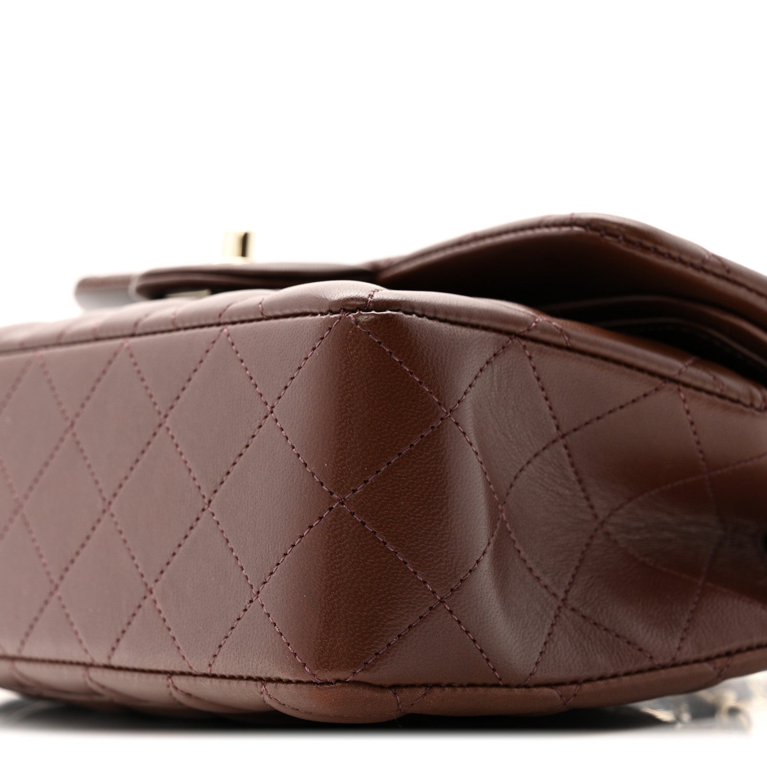 Lambskin Quilted Small Double Flap Dark Brown