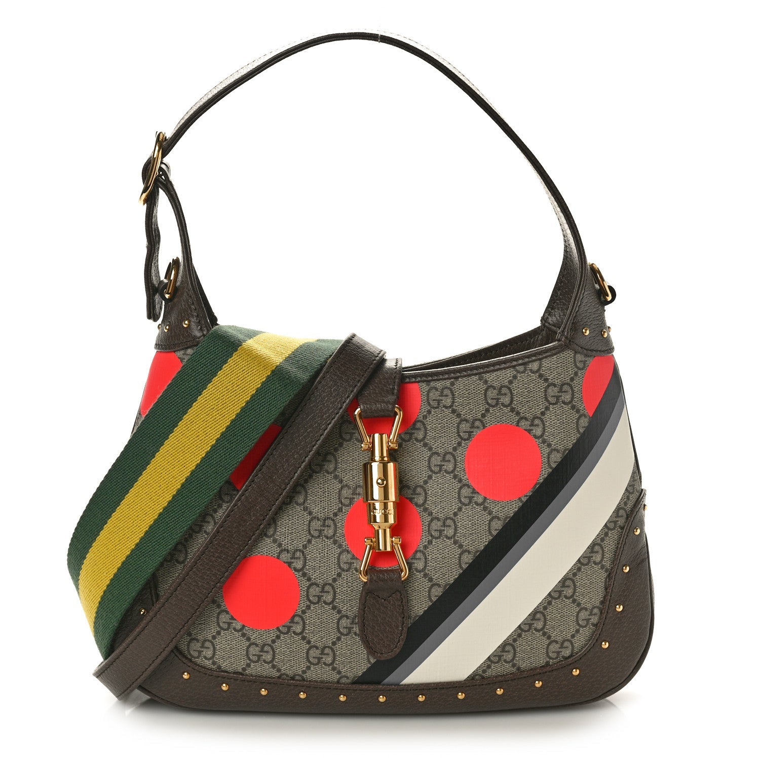 GG Supreme Monogram Web Geometric Small Jackie 1961 Beige Multicolor Brown Sugar