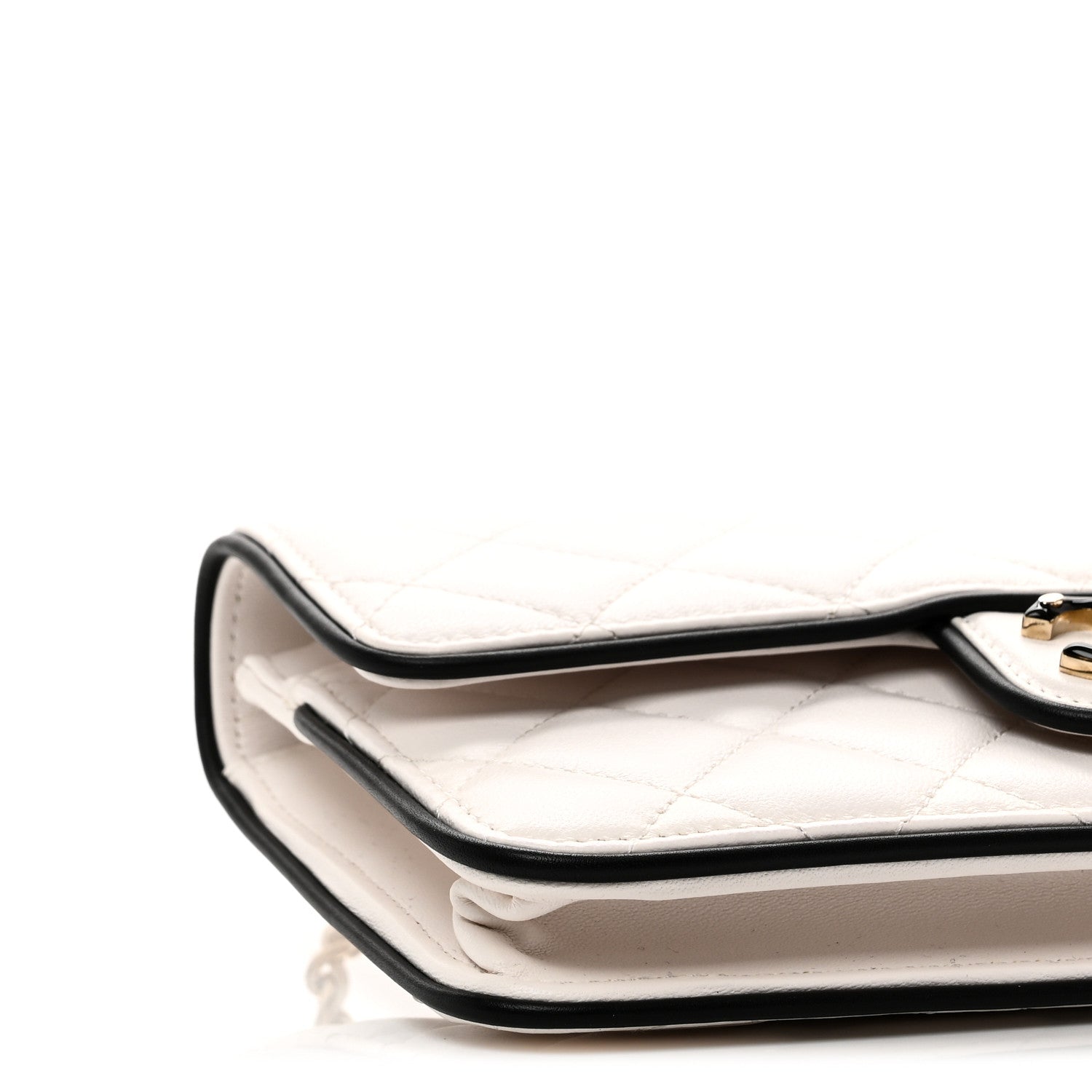 Lambskin Quilted Resin CC Mini Flap Bag White Black